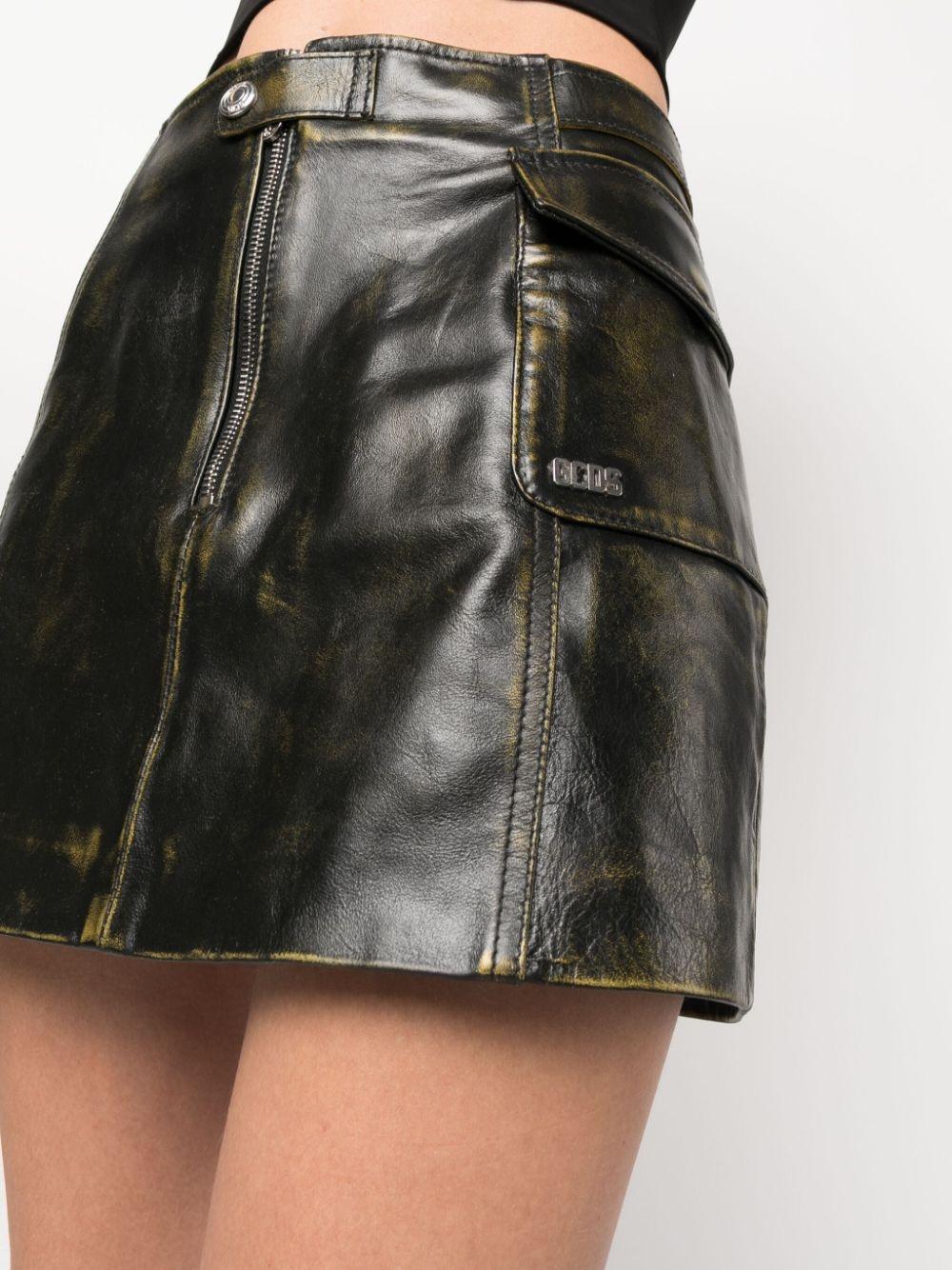 Biker leather cargo miniskirt - 5