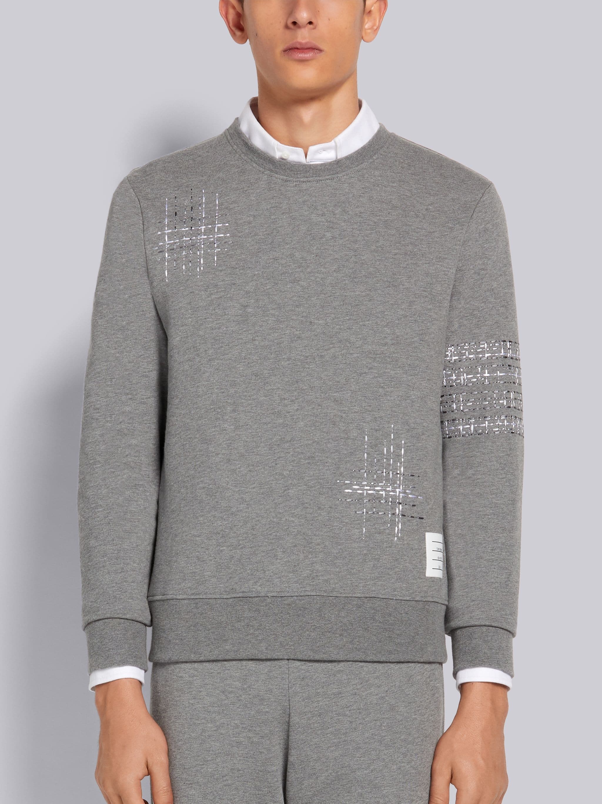 Medium Grey Cotton Loopback Terry Crew Neck Sweatshirt - 1