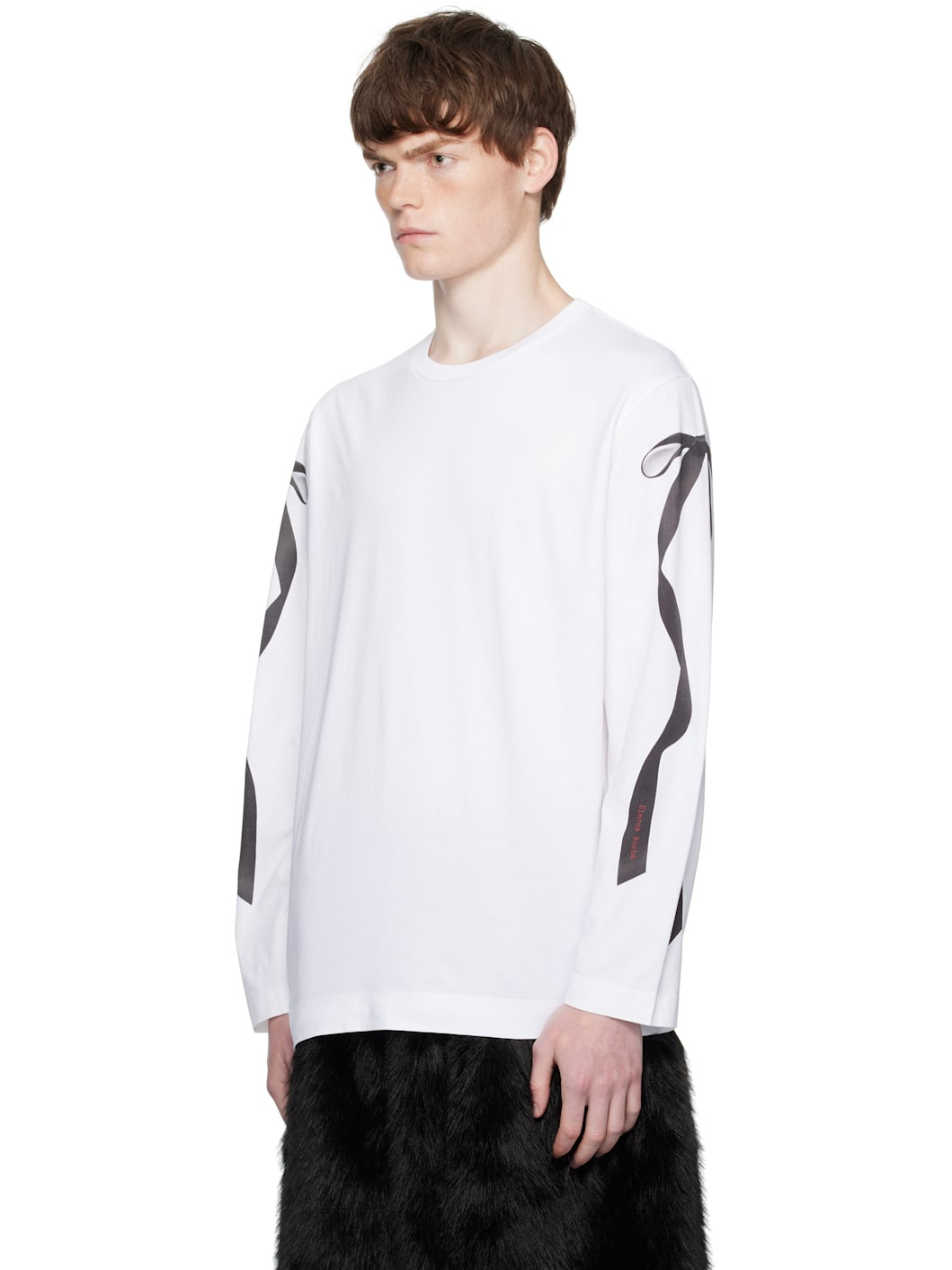 White Ribbon Bow Tail Long Sleeve T-shirt - 4