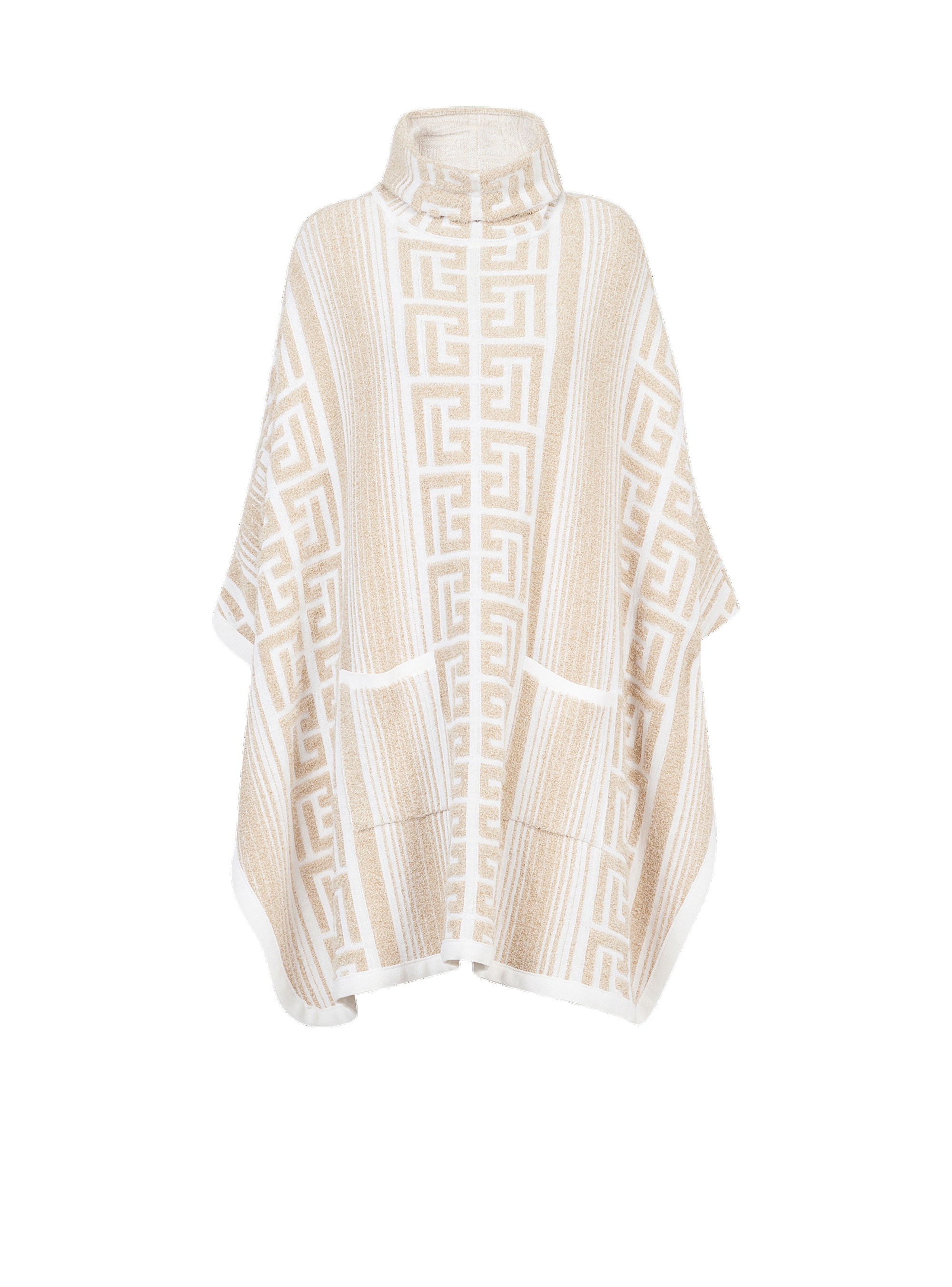 Knit poncho with Balmain monogram - 1