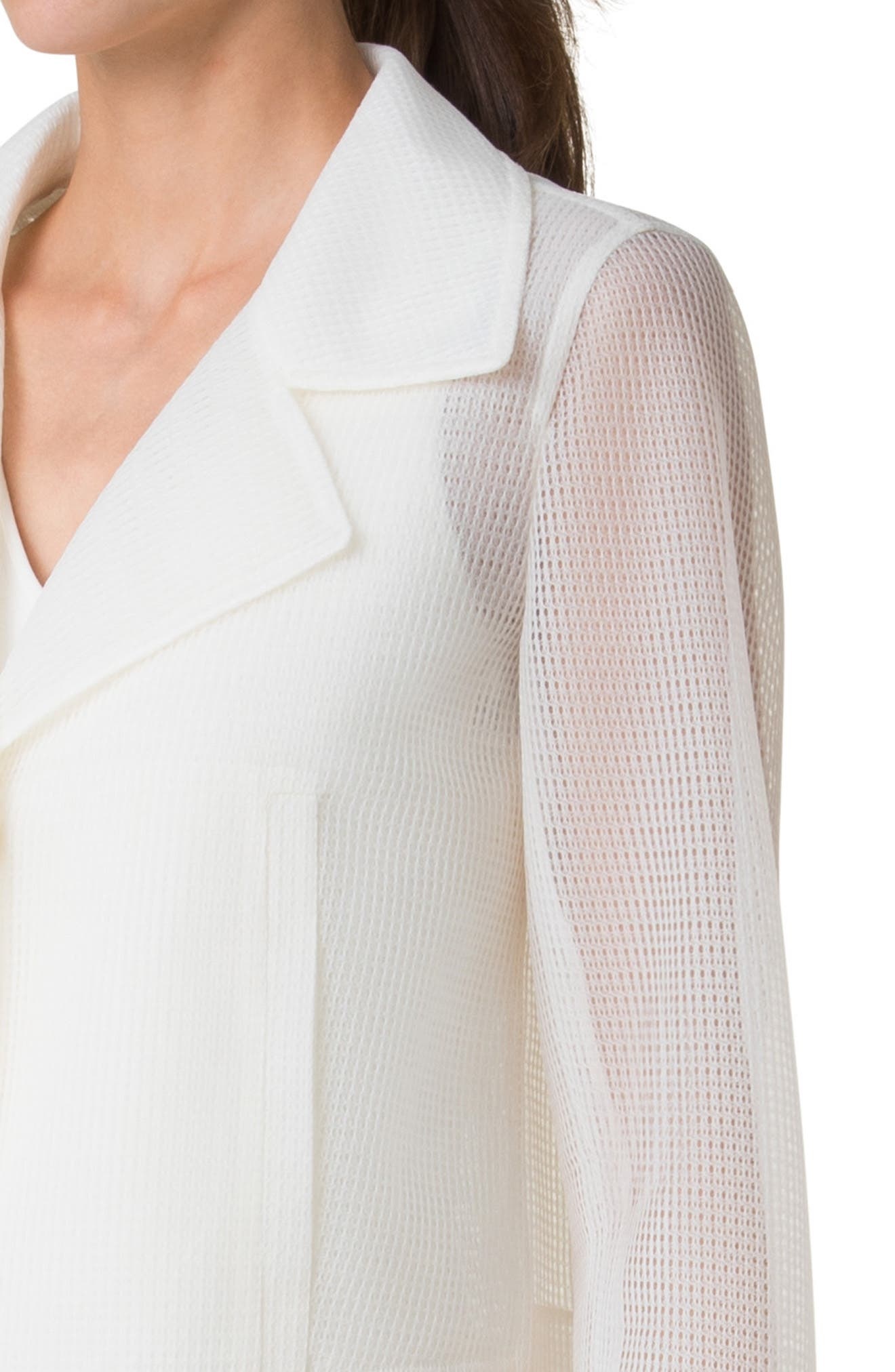 Akris Alice Techno Grid Double Layer Crop Jacket in Pure White at Nordstrom - 4
