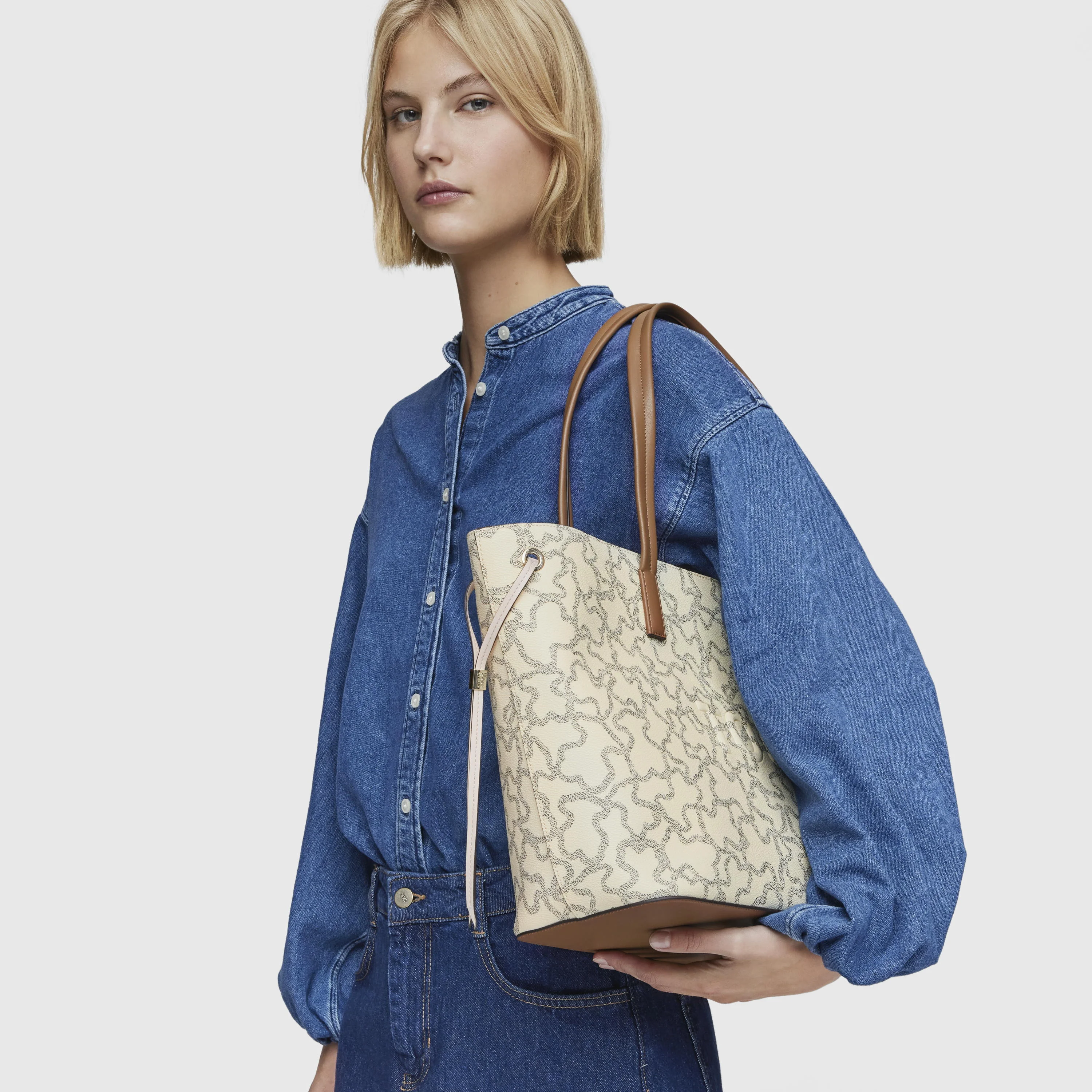Large beige Tote bag Kaos Icon - 1