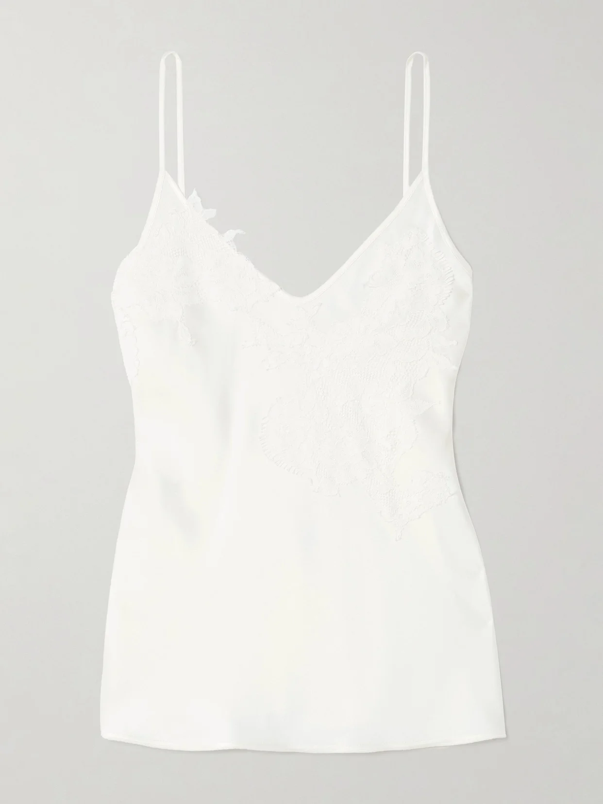 Lace-trimmed Satin-crepe Camisole - 1