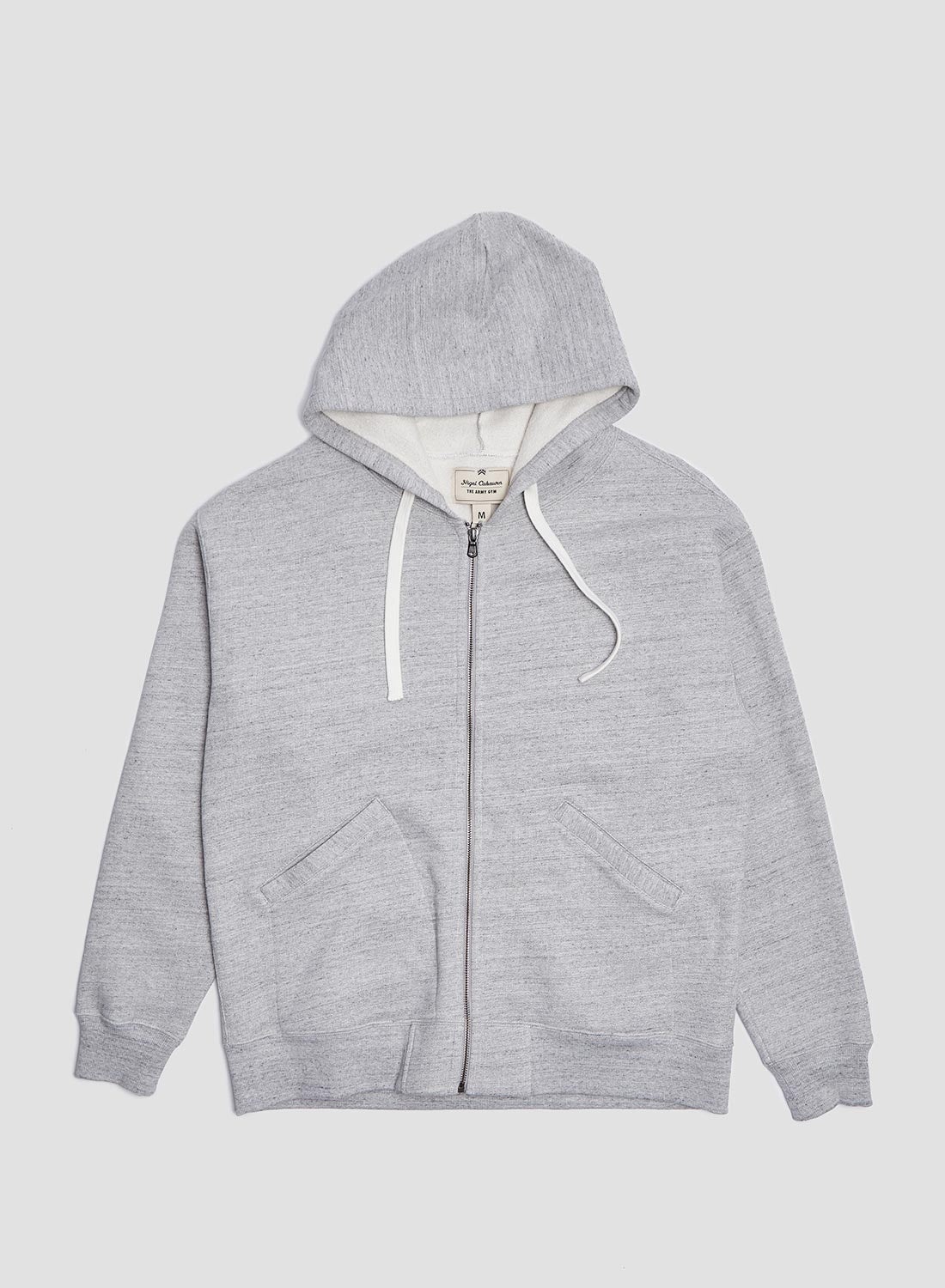 Embroidered Arrow Zip Hoodie in Grey Marl - 1