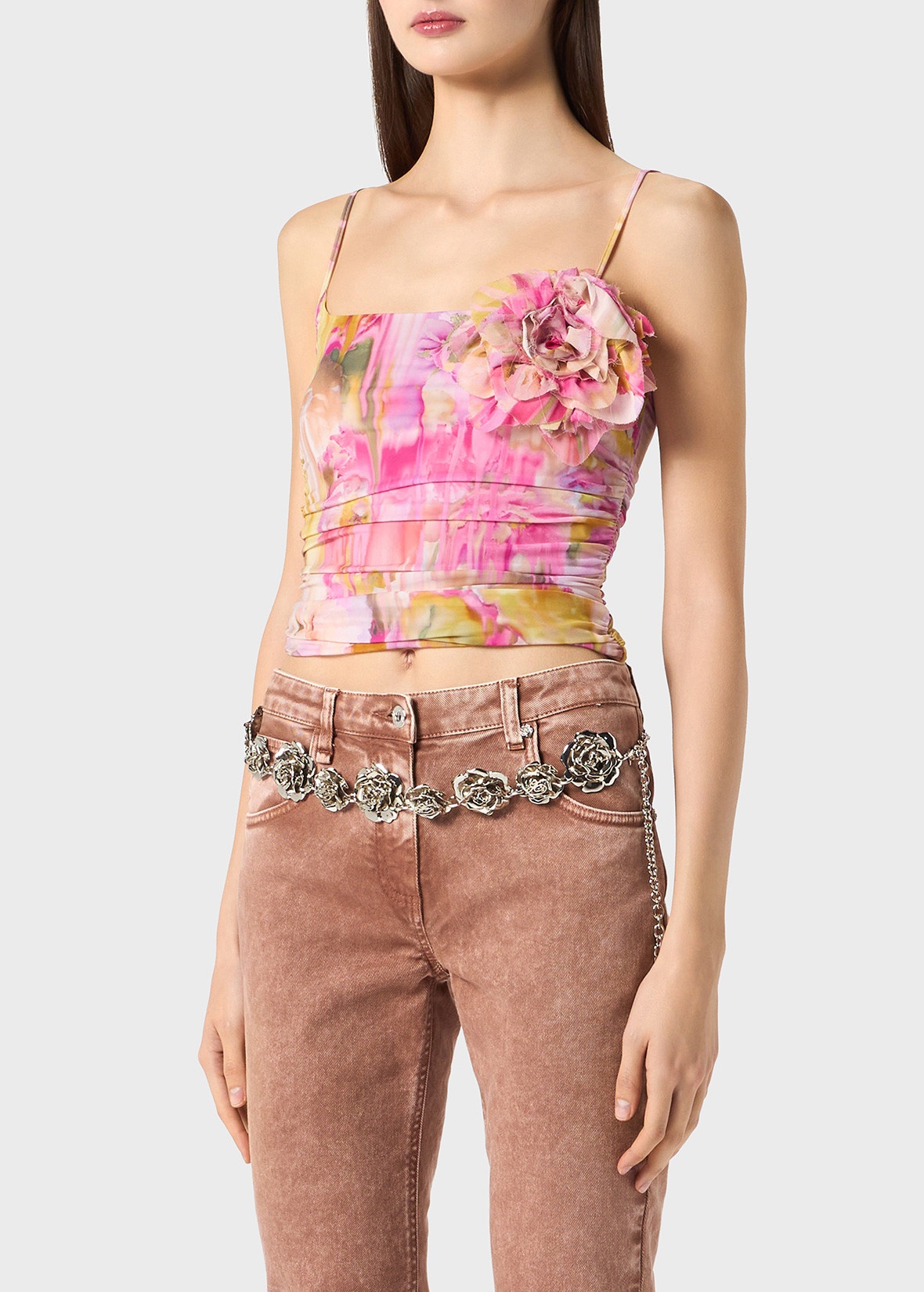 TOP IN PRINTED JERSEY WITH 3D FLOWER DECORATION - 5