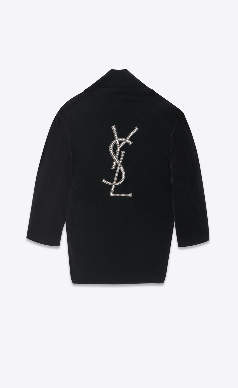 ysl oversized peacoat in cotton velvet 1
