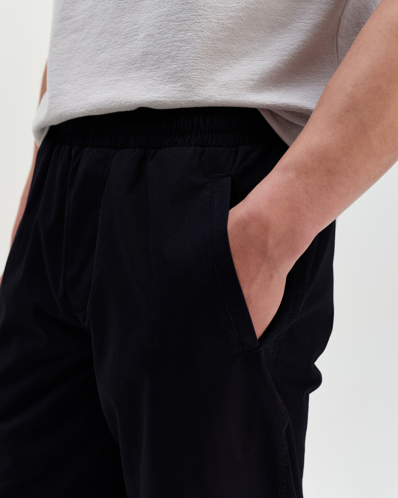 Tyne - Navy Cotton Poplin Loose Fit Trousers 4