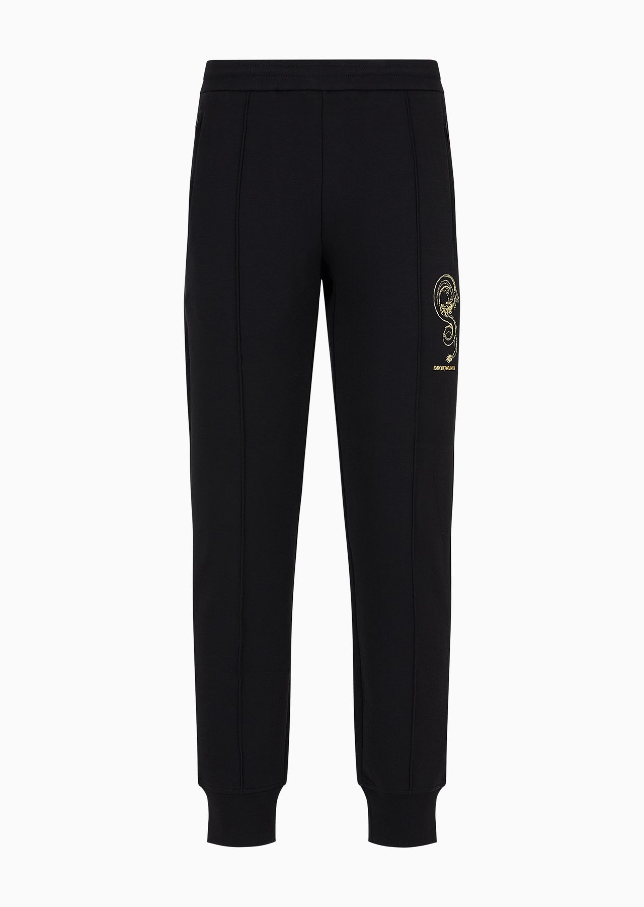 Double-jersey joggers with dragon embroidery - 1