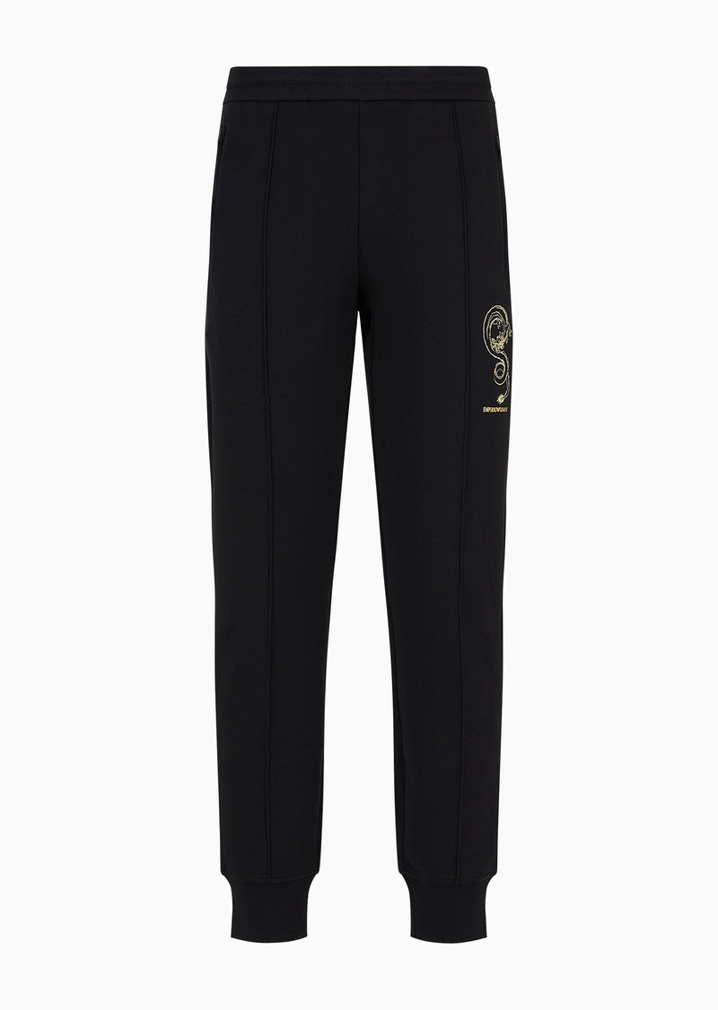 Double-jersey joggers with dragon embroidery 1