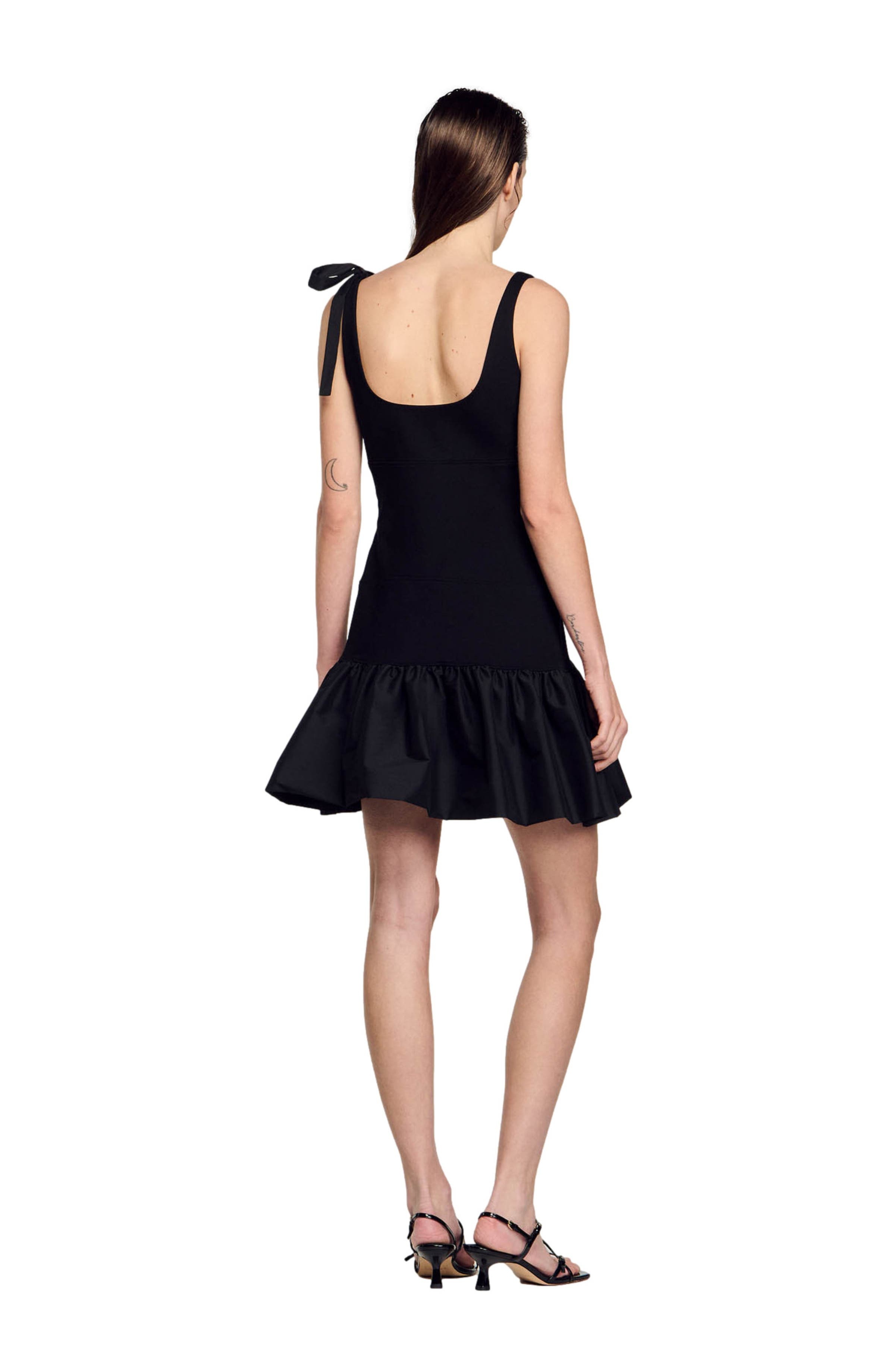 SANDRO Dual-material short dress in Black at Nordstrom - 2