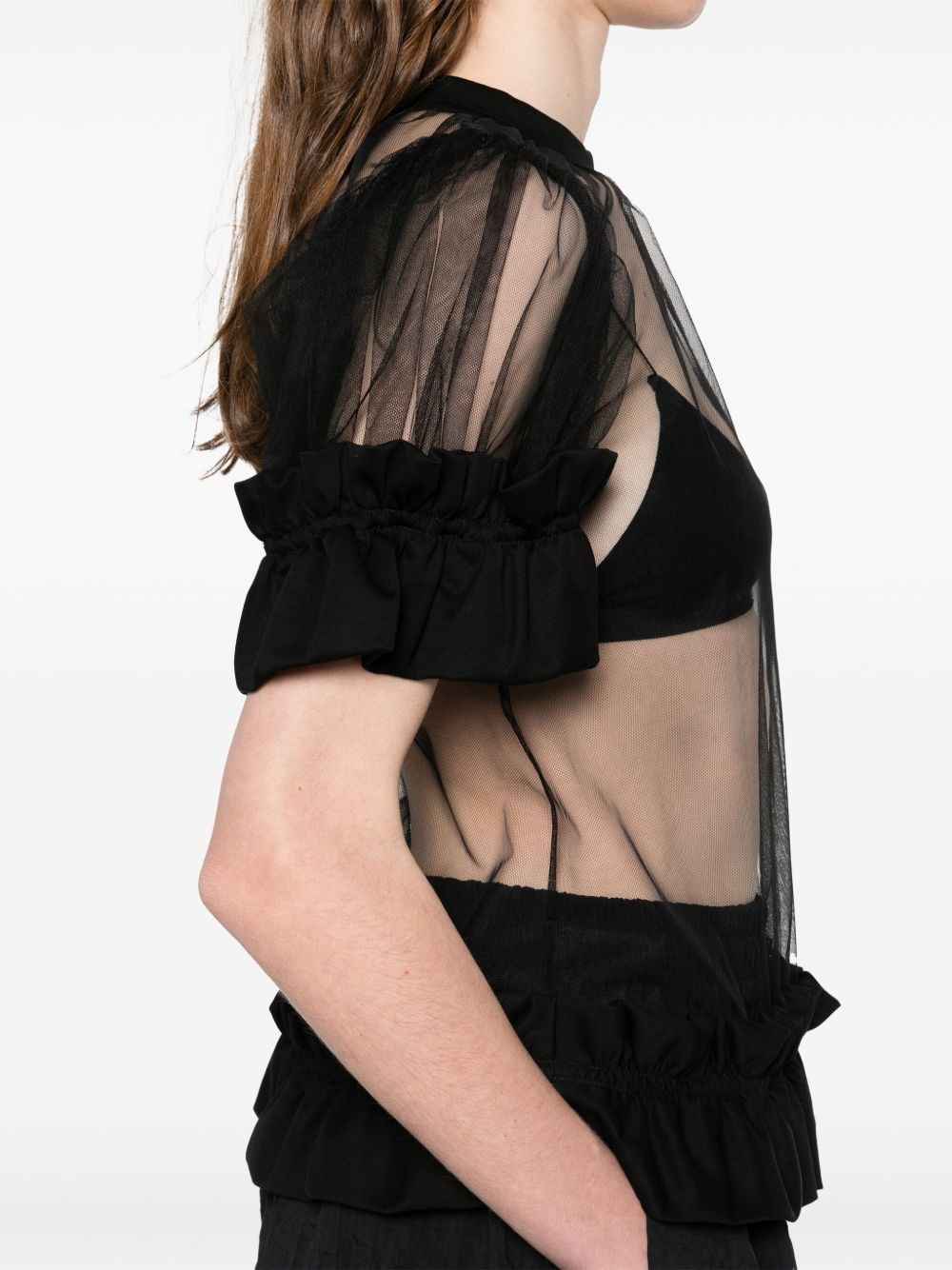 ruffle-detail sheer blouse - 5