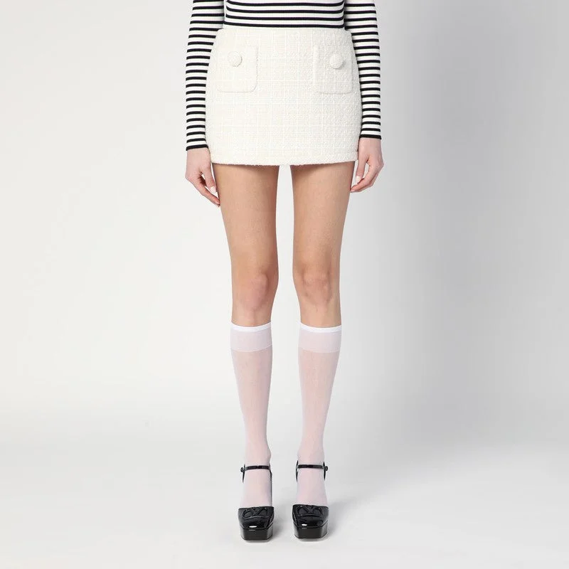 Marc Jacobs Ivory Textured Tweed Mini Skirt Women - 1