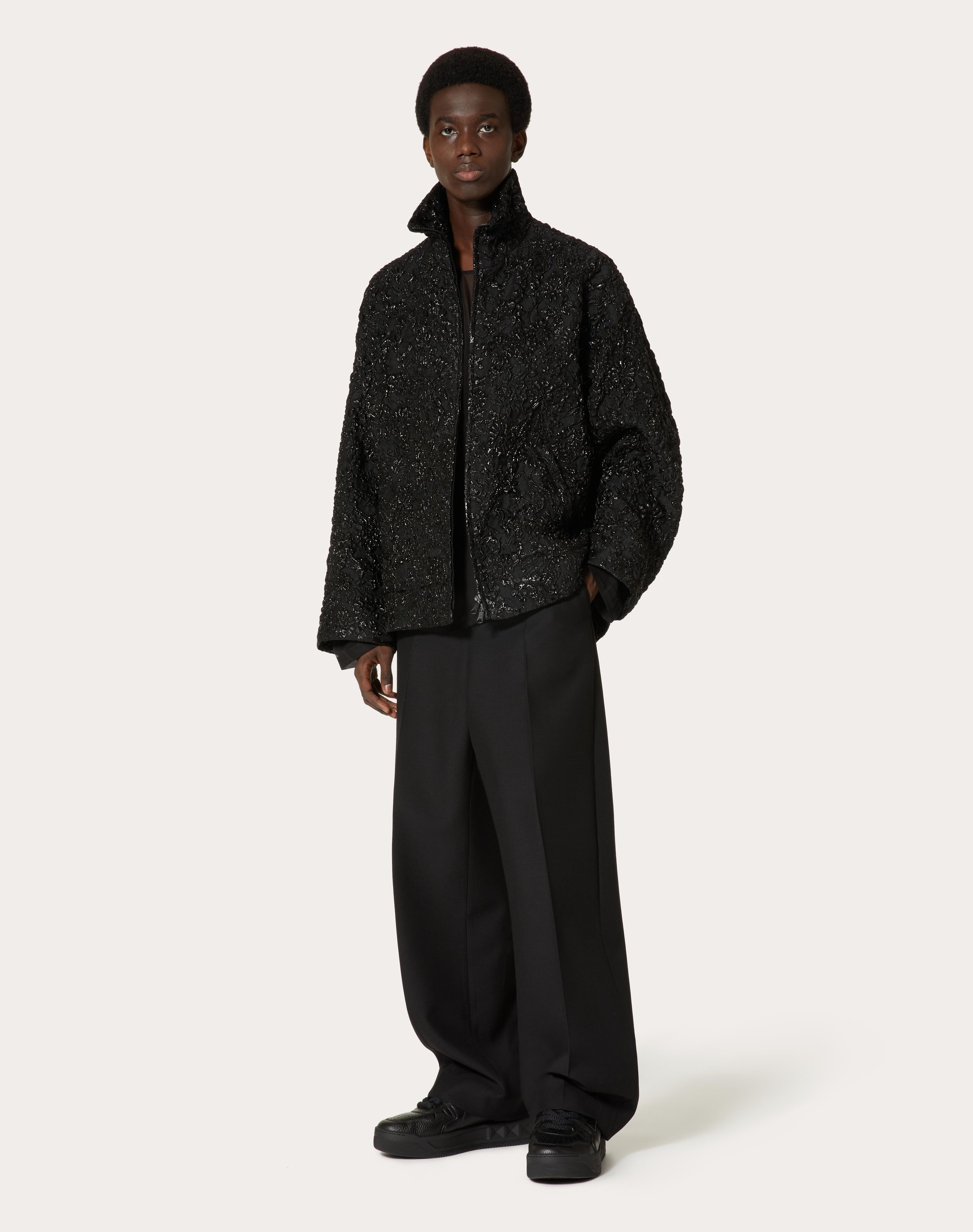 NYLON BROCADE JACKET WITH ALL-OVER FLORAL LUREX JACQUARD - 2
