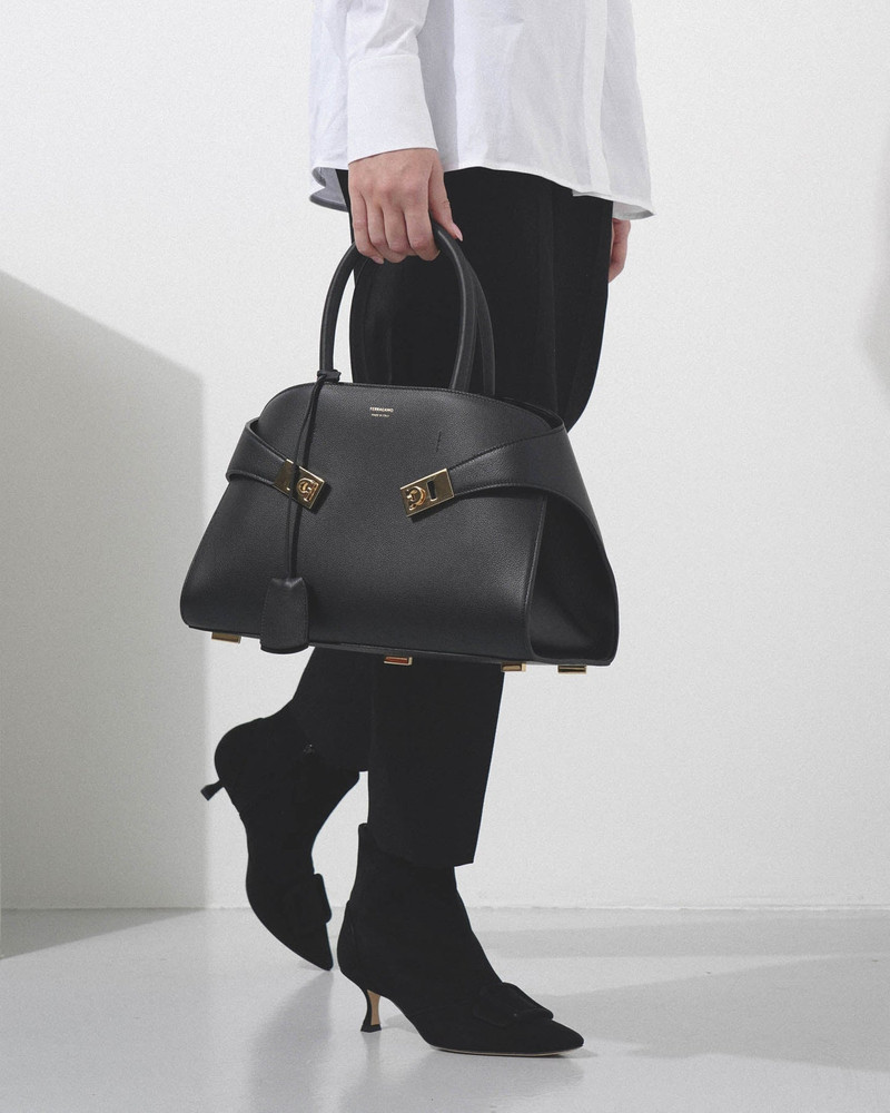 FERRAGAMO Hug black small top handle bag outlook