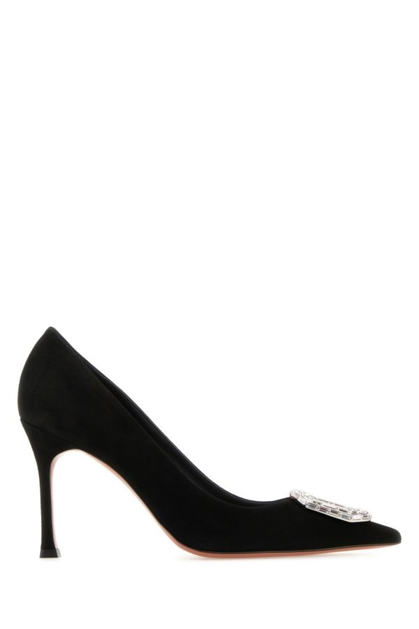 Amina Muaddi Woman Black Suede Camelia Pumps - 1