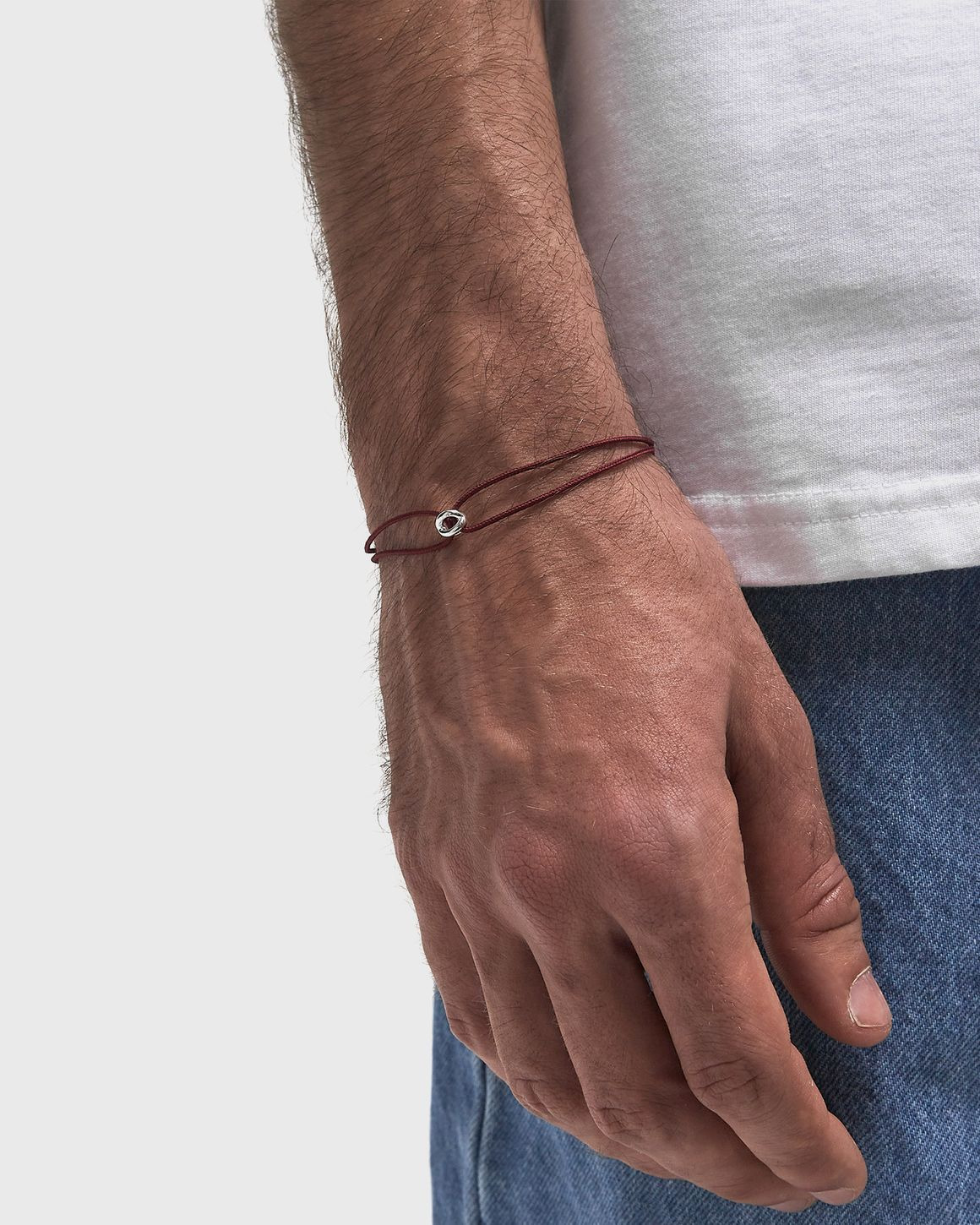 1g polished sterling silver burgundy entrelacs cord bracelet - 2