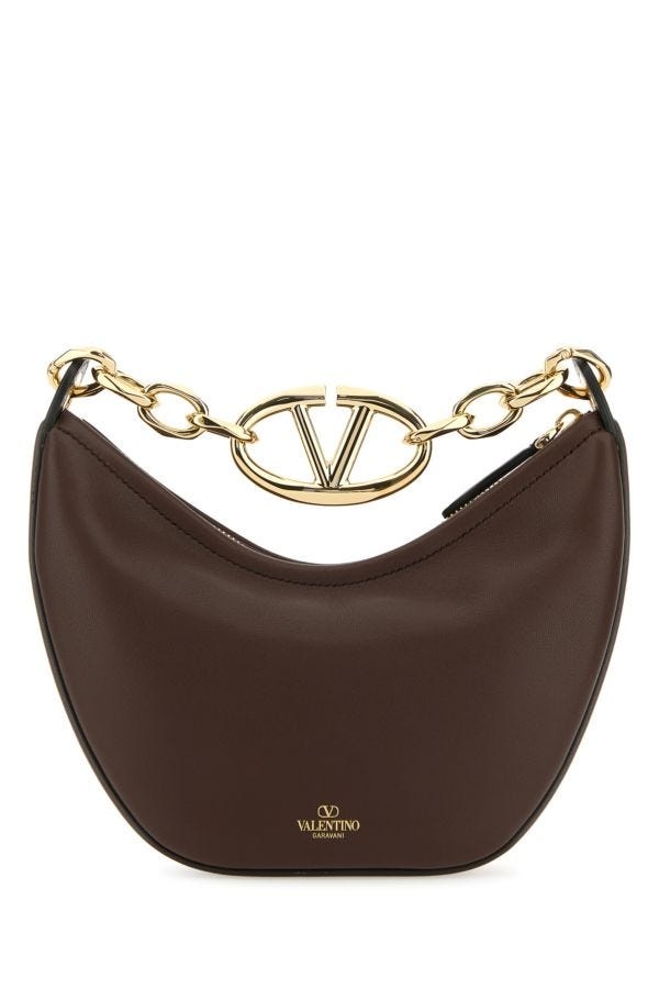 Brown leather VLogo handbag - 3