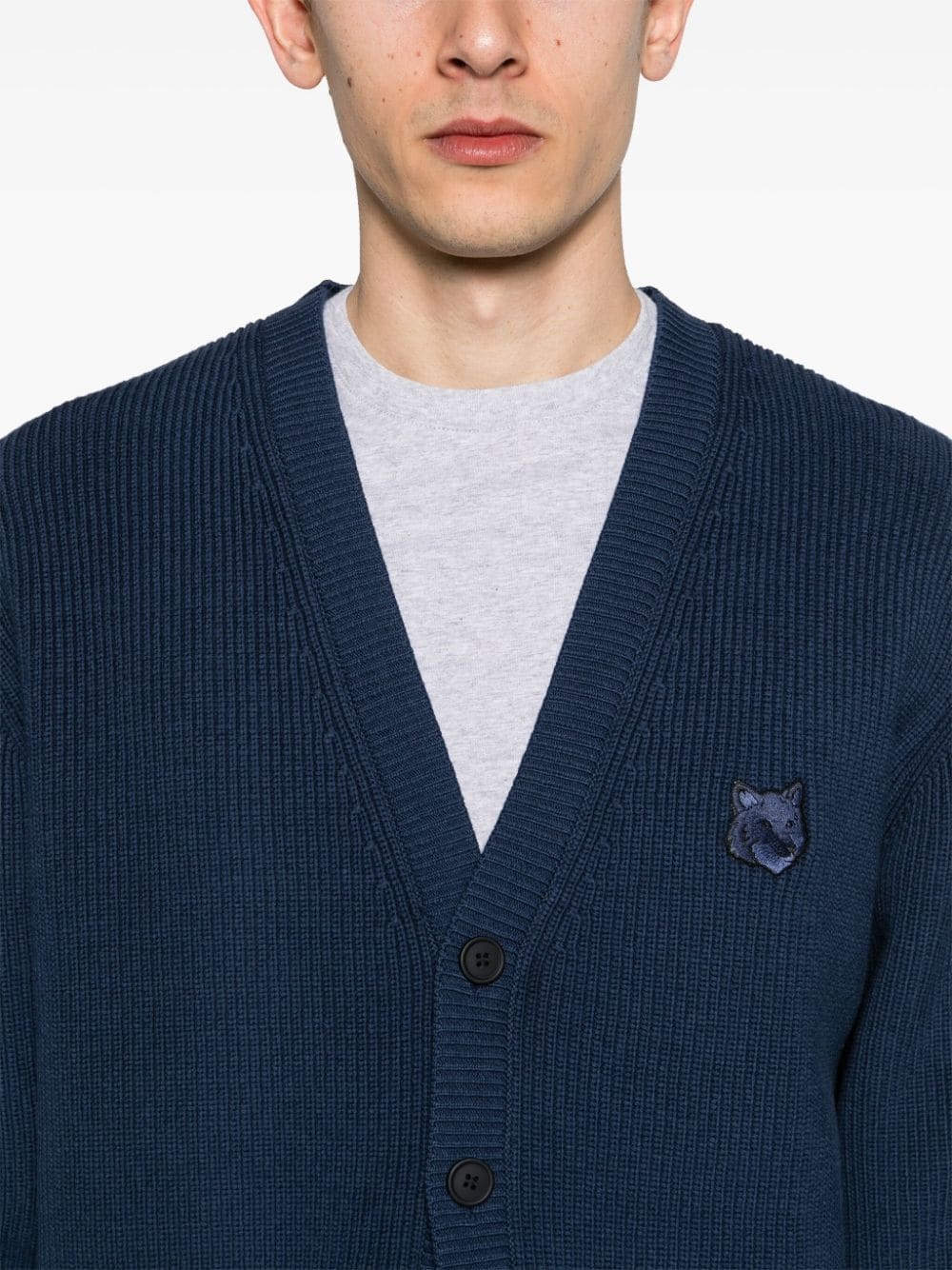 fox head-patch V-neck cardigan - 5