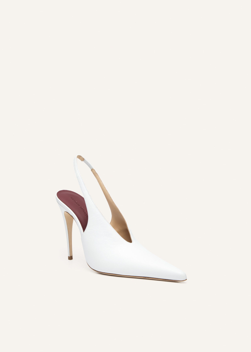 MAGDA BUTRYM Slingback pointed heel in white leather outlook