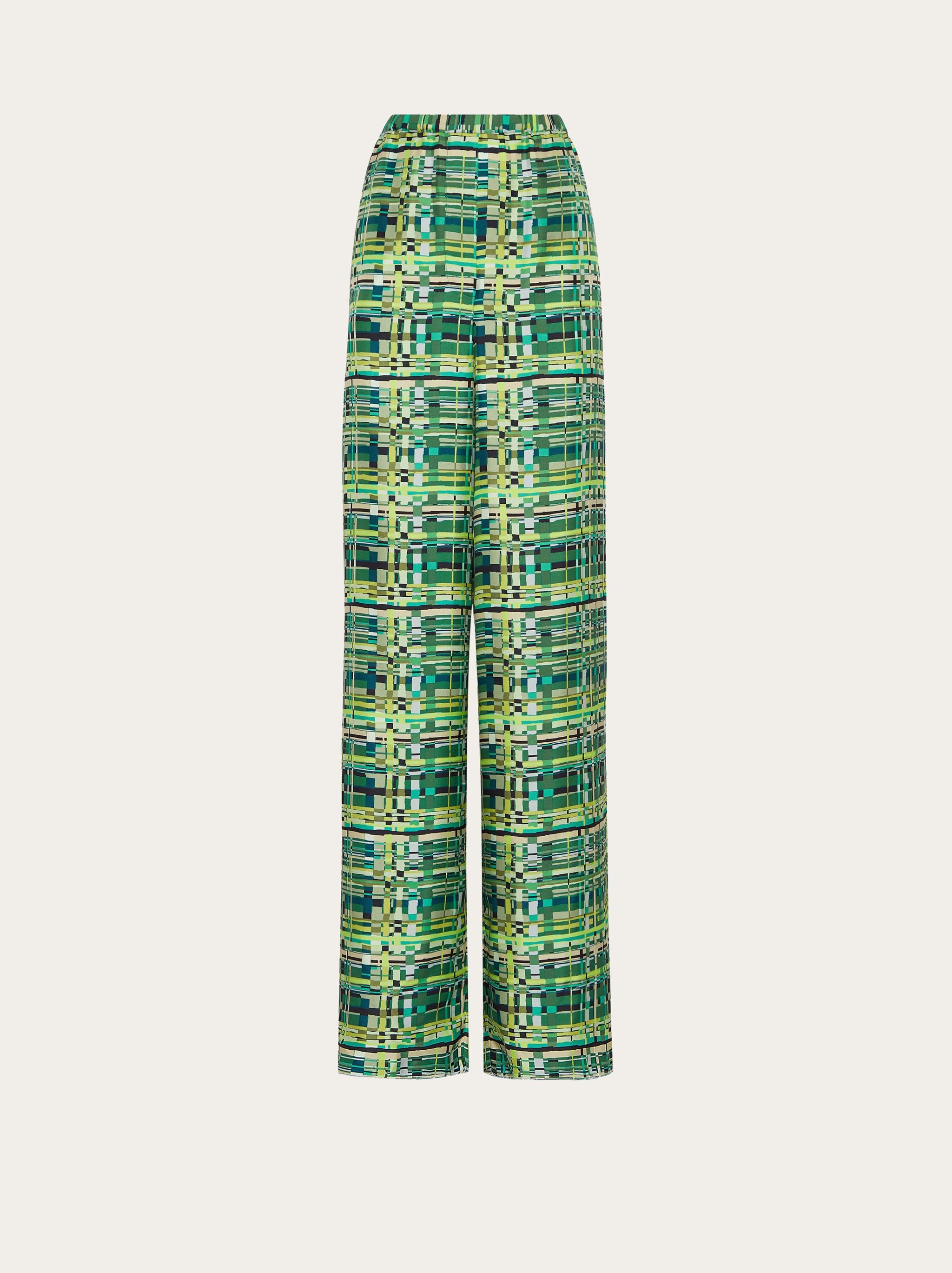 Check print wide leg trouser - 1