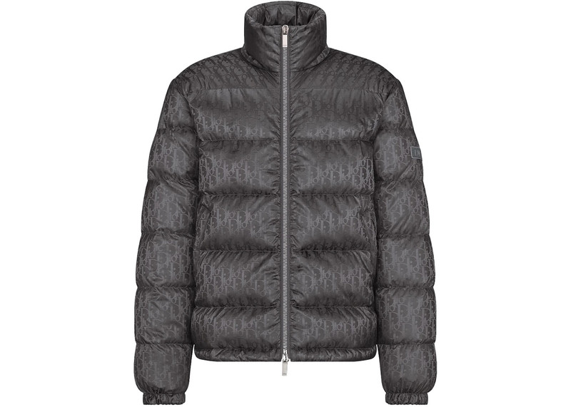 Dior Oblique Down Jacket Gray Nylon Jacquard 1