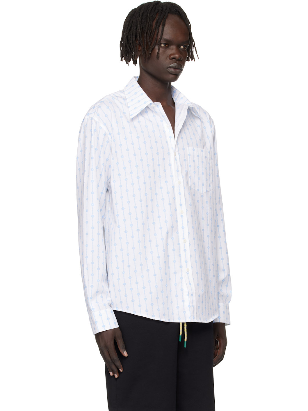 White Printed Monogram Oxford Shirt - 2