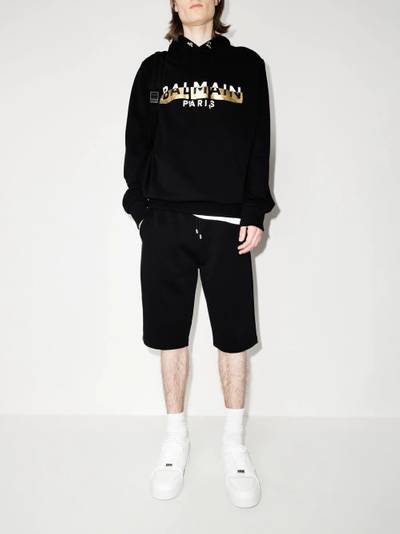 Balmain foil logo-print track shorts outlook