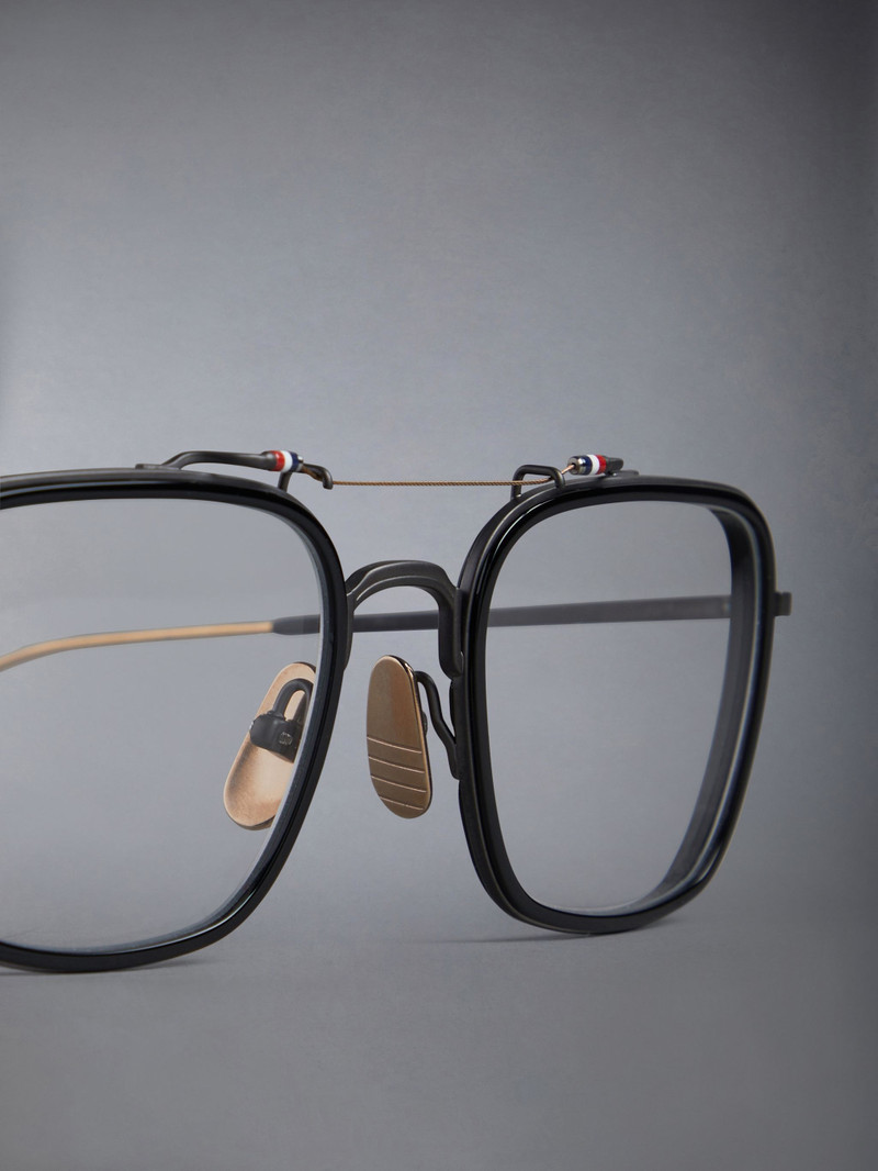 Acetate And Titanium Rectangular Aviator Eyeglasses 5