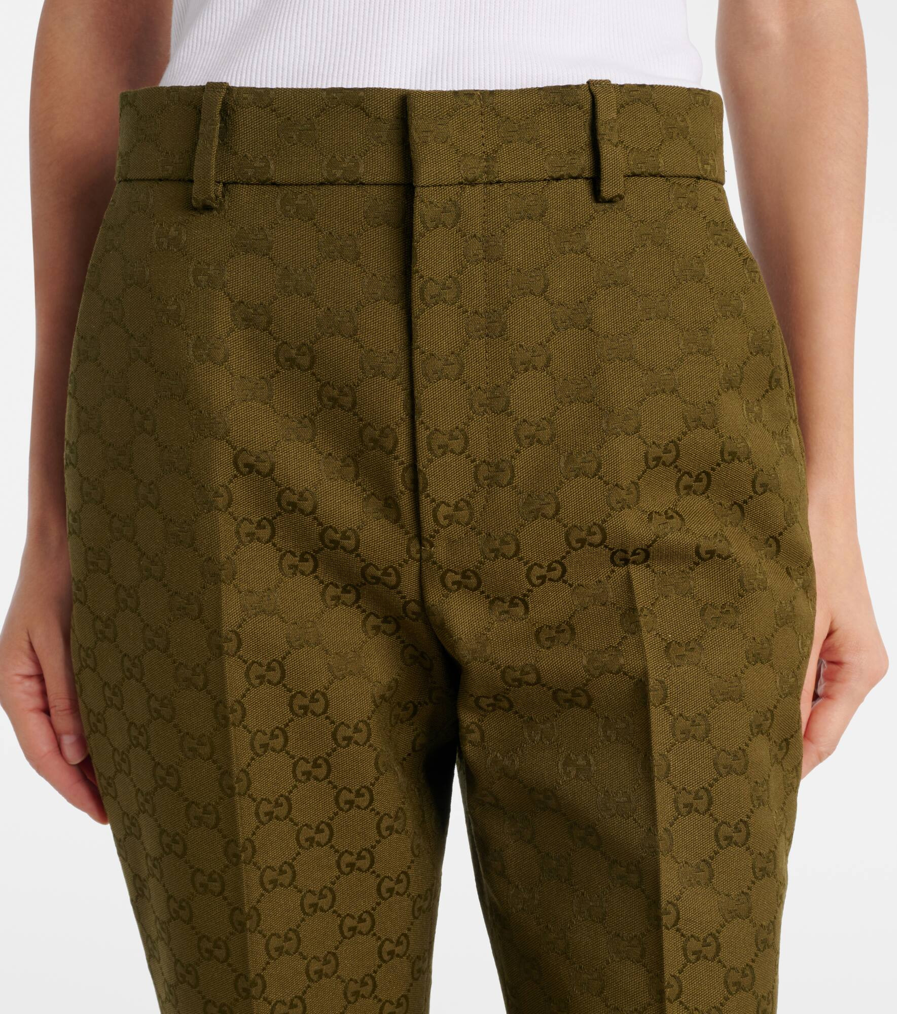 GG Canvas cotton-blend bootcut pants - 4