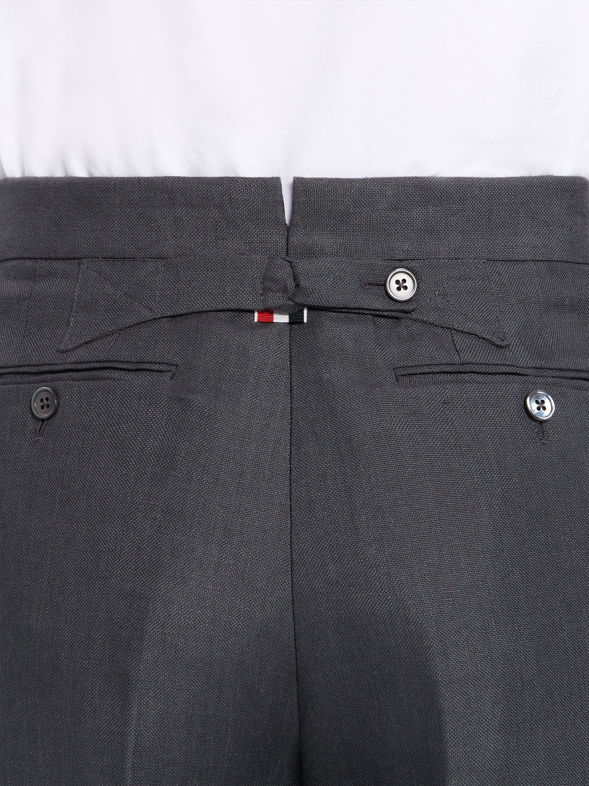 Dark Grey Crisp Linen Tonal 4-Bar Classic Trouser - 6