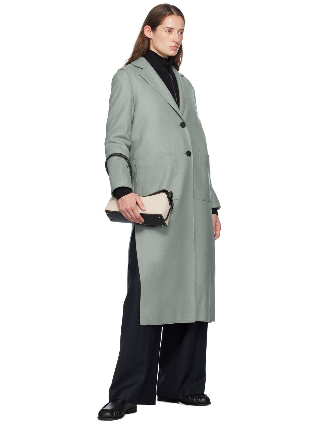 Green Long Boxy Coat - 4