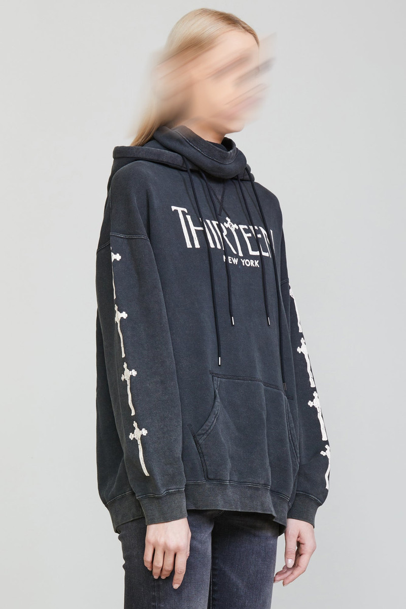 R13 GOTHIC HOODIE - ACID BLACK 3