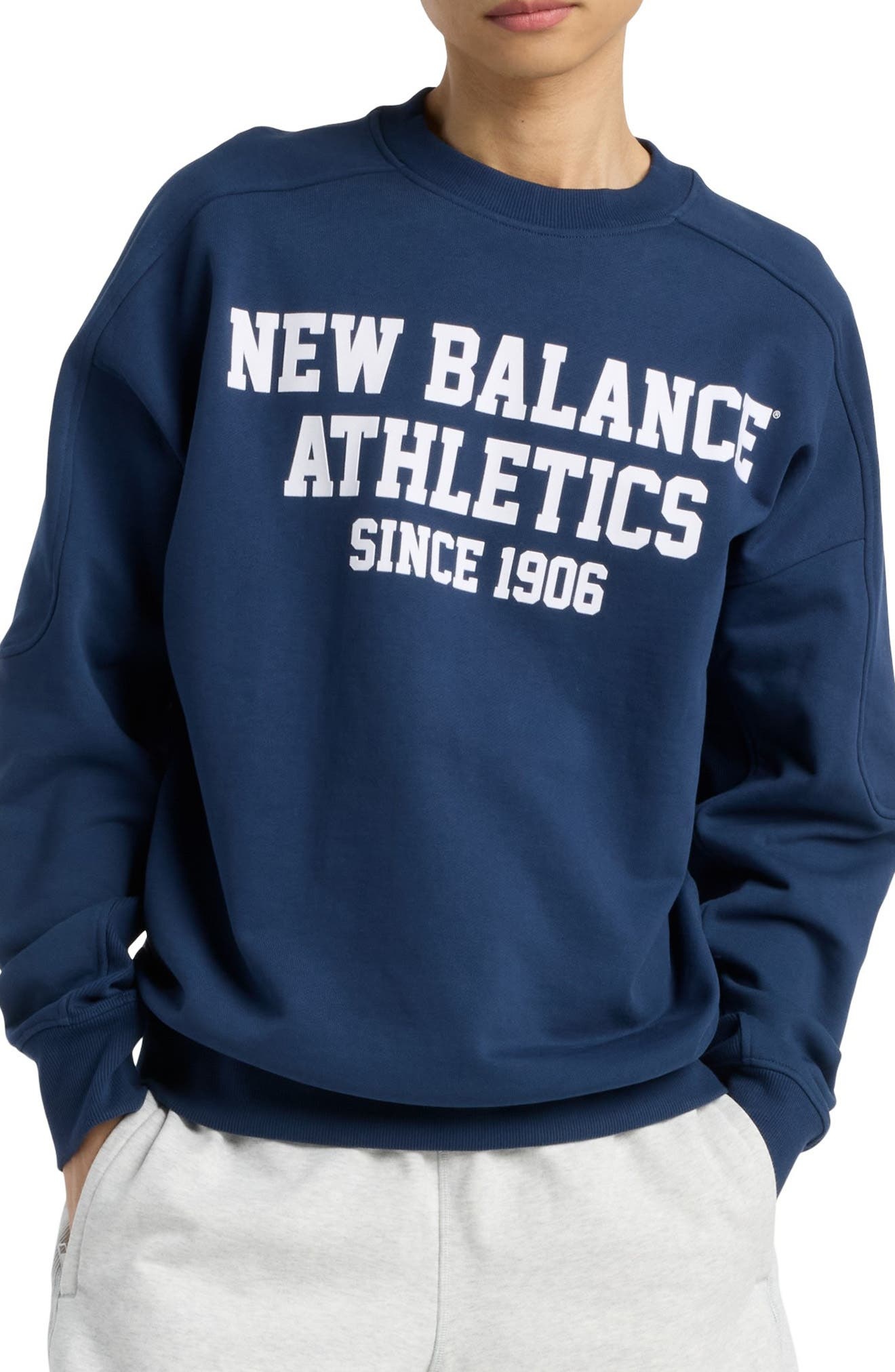 New Balance Varsity French Terry Crewneck Sweatshirt in Nb Navy at Nordstrom - 1