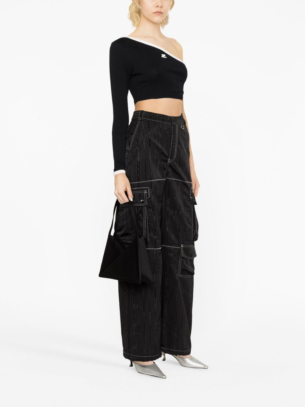 one-shoulder knit crop top - 4