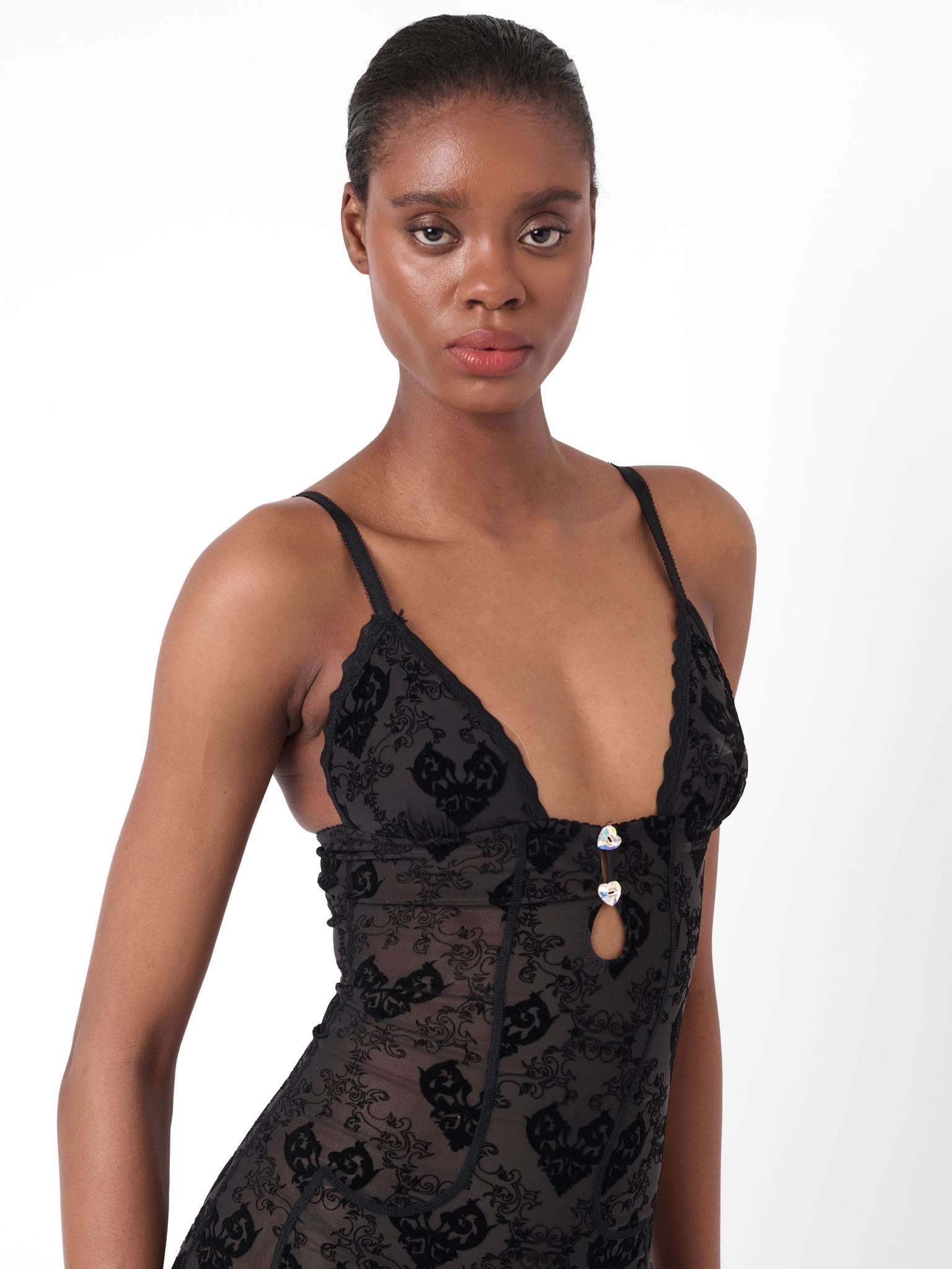 SCARLETT DRESS FLOCKED MESH BLACK - 7