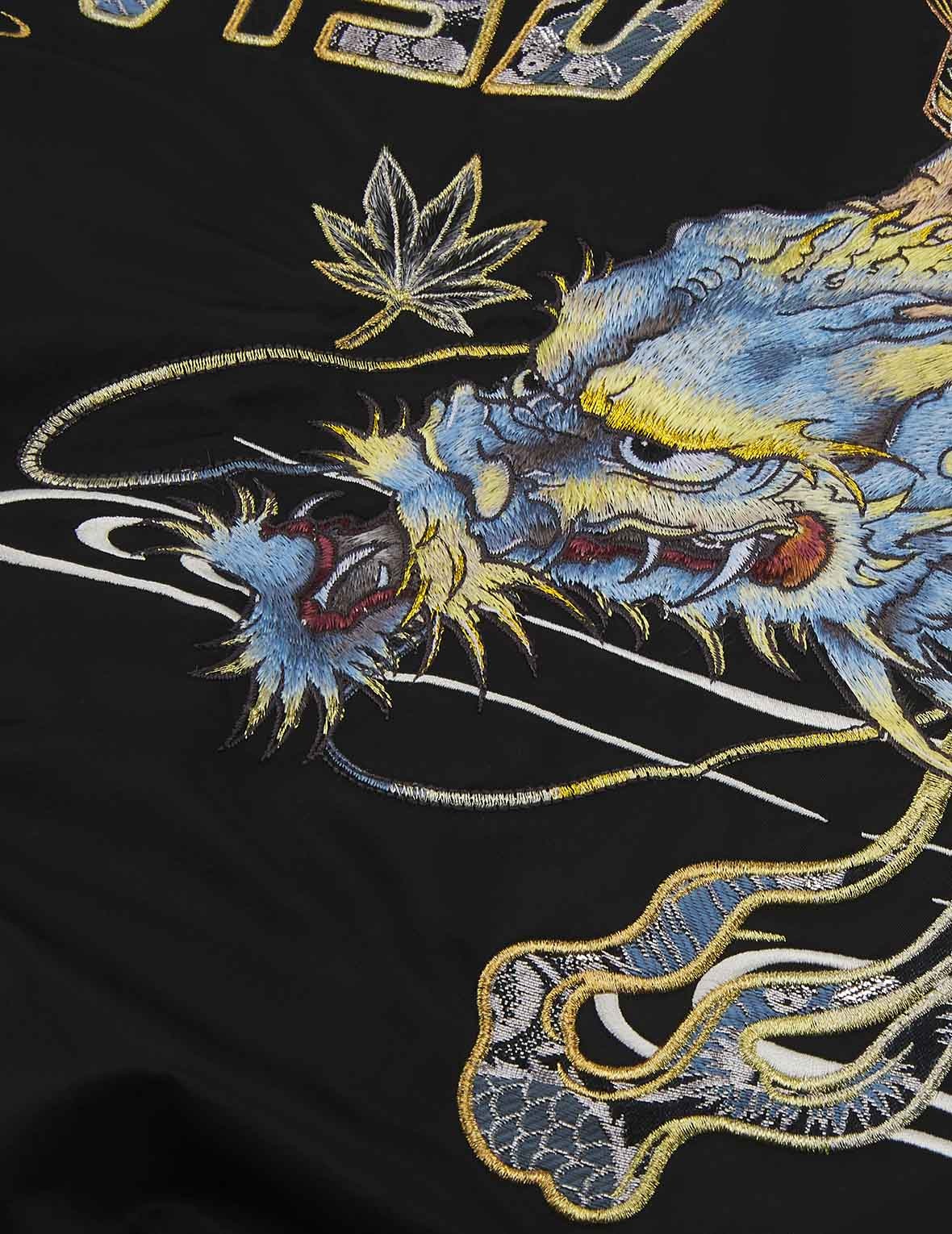 DRAGON EMBROIDERED FABRIC BLOCKING PADDED SOUVENIR JACKET - 13