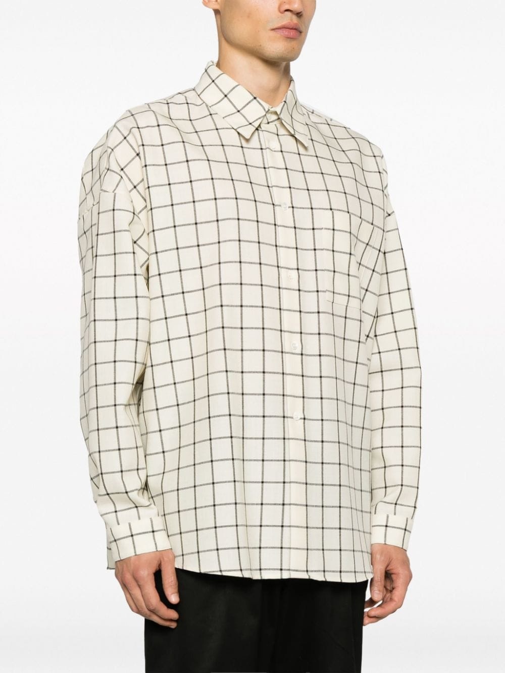 grid-pattern virgin wool shirt - 3