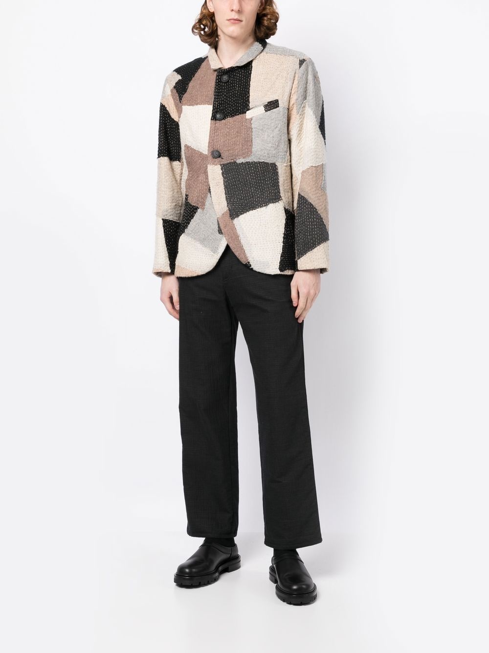 patchwork wool jacket - 2