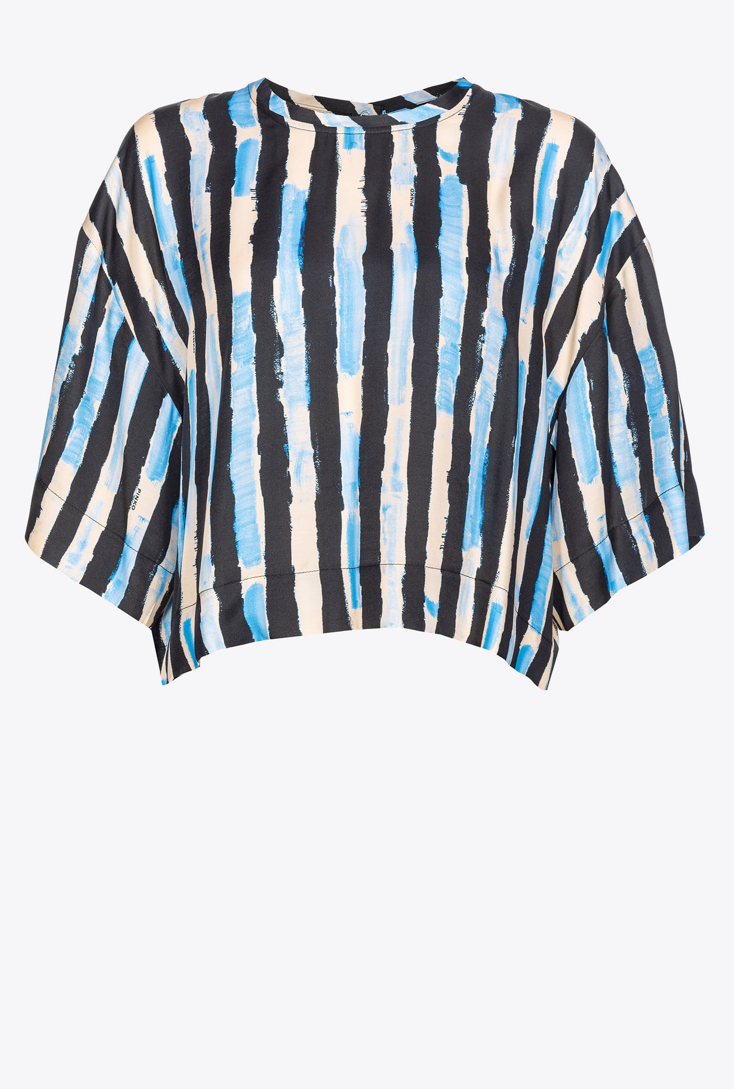 SHORT BLOUSE WITH PAINTED-STRIPE PRINT - 1