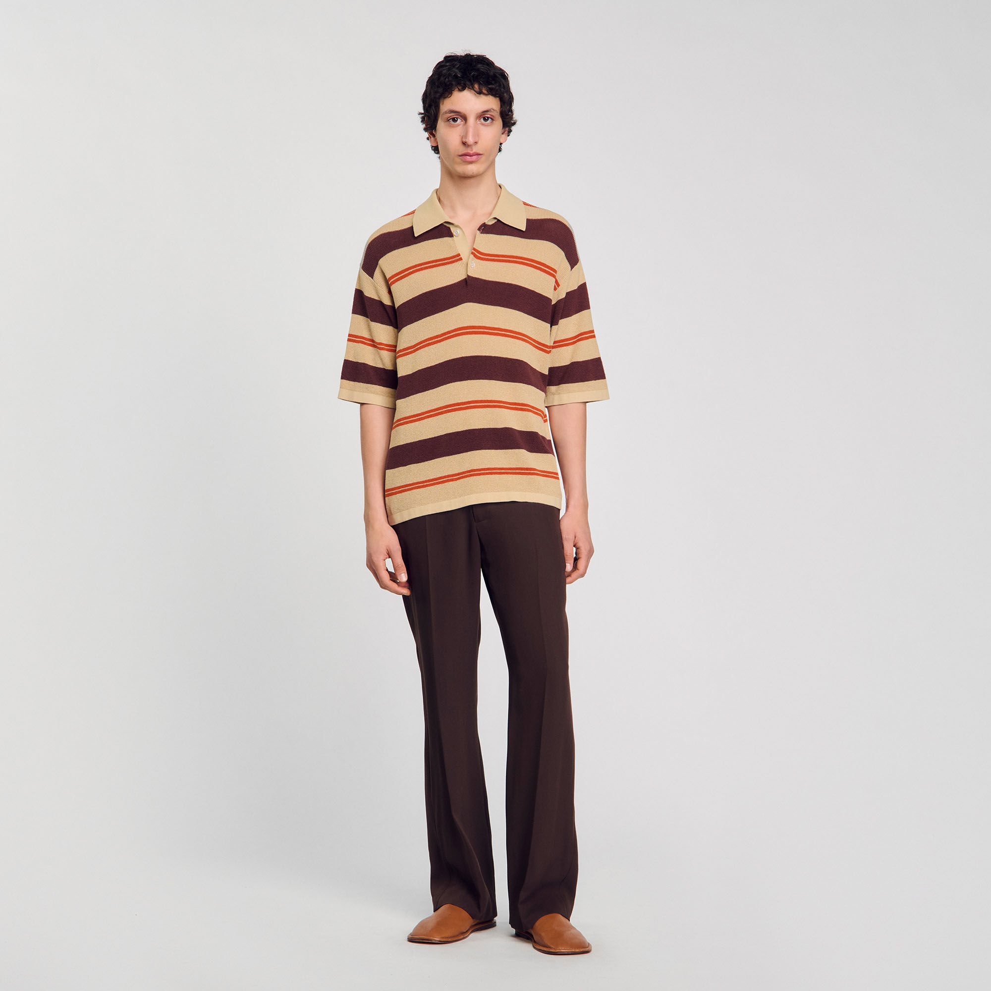 STRIPED KNIT POLO SHIRT - 2