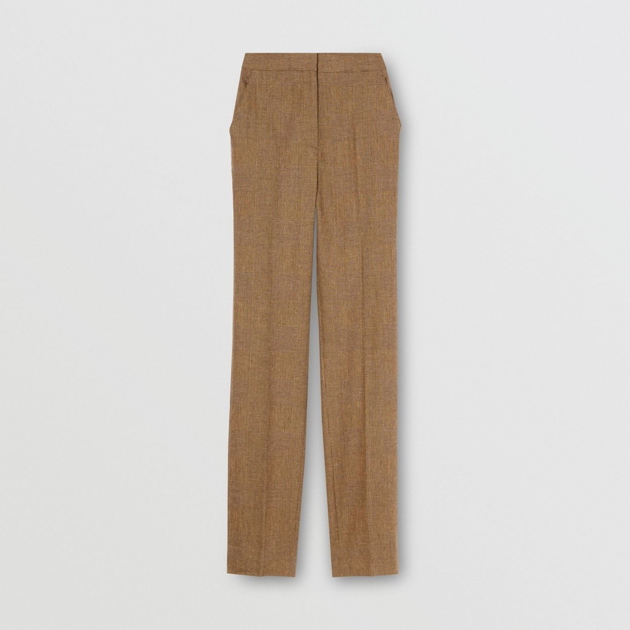 Prince of Wales Check Linen Wool Cashmere Trousers - 1