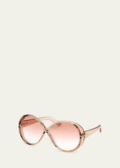 TOM FORD Edie Acetate Round Sunglasses outlook
