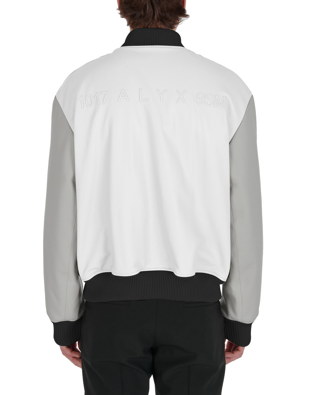 EMBROIDERED LEATHER LOGO VARSITY JACKET - 5