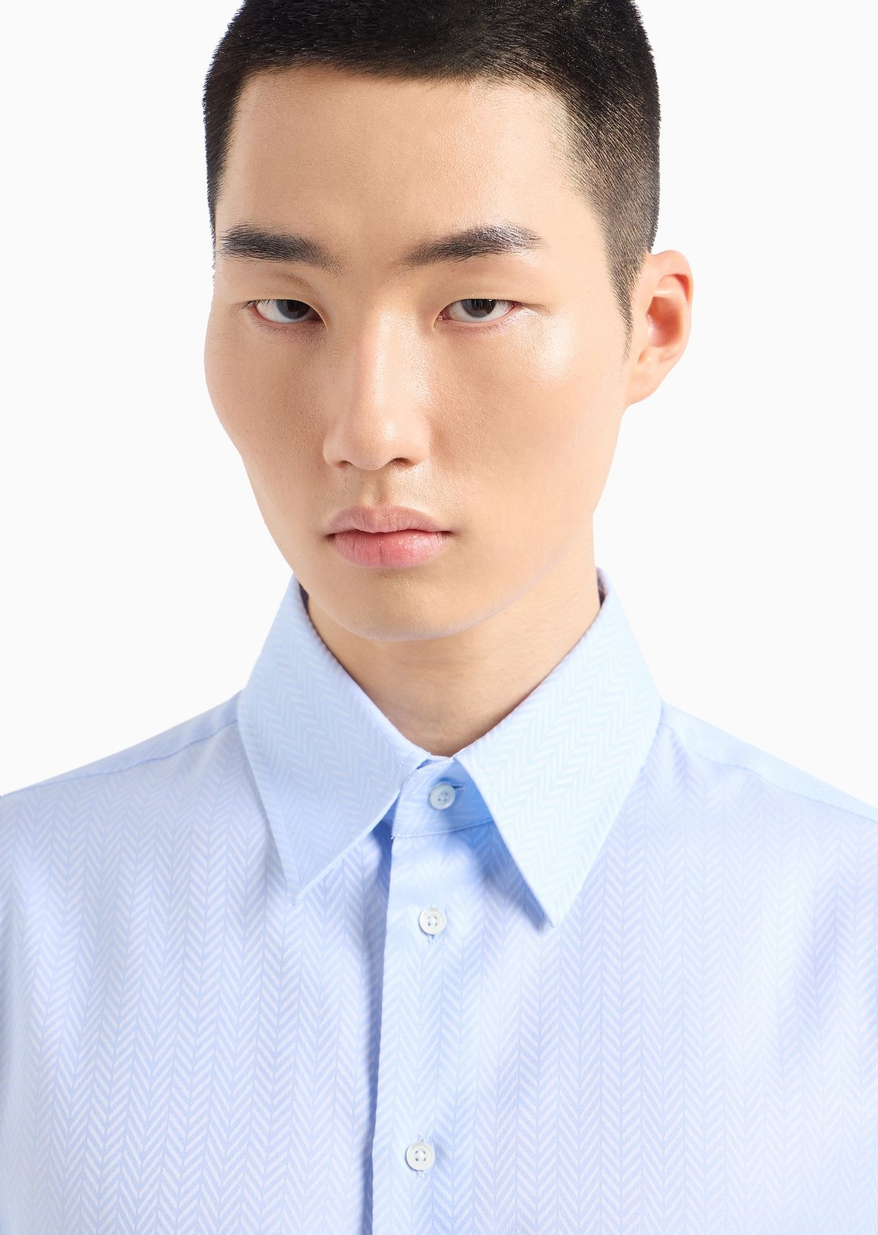 Herringbone motif jacquard cotton shirt - 5