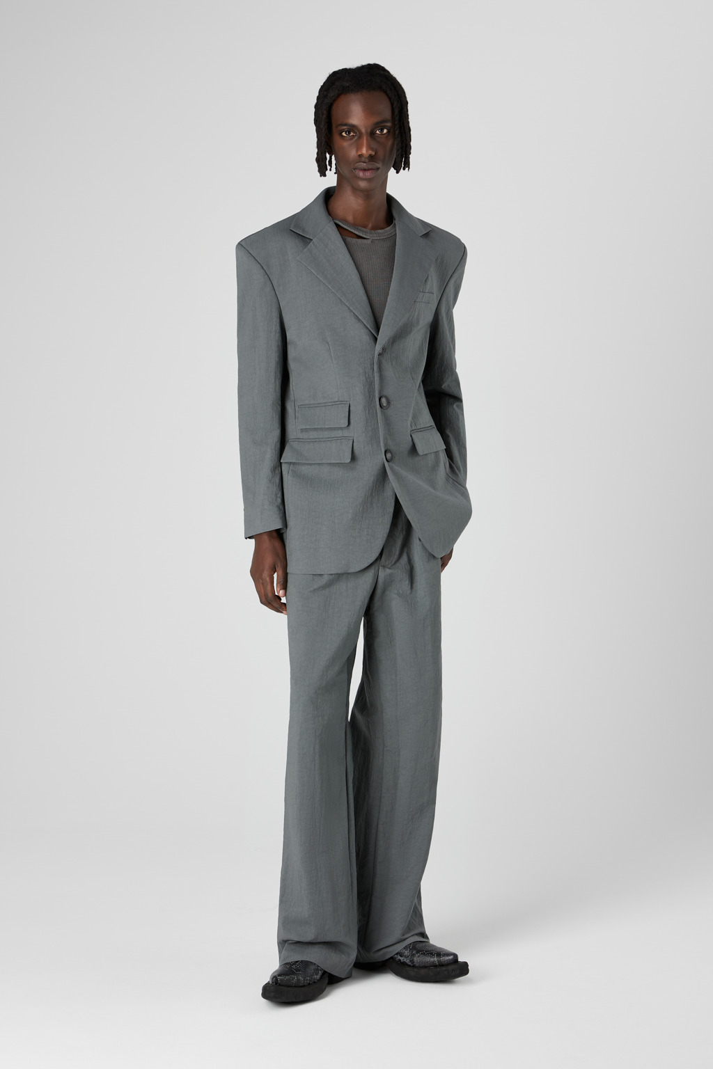 Gray ECONYL® Suit Blazer - 6