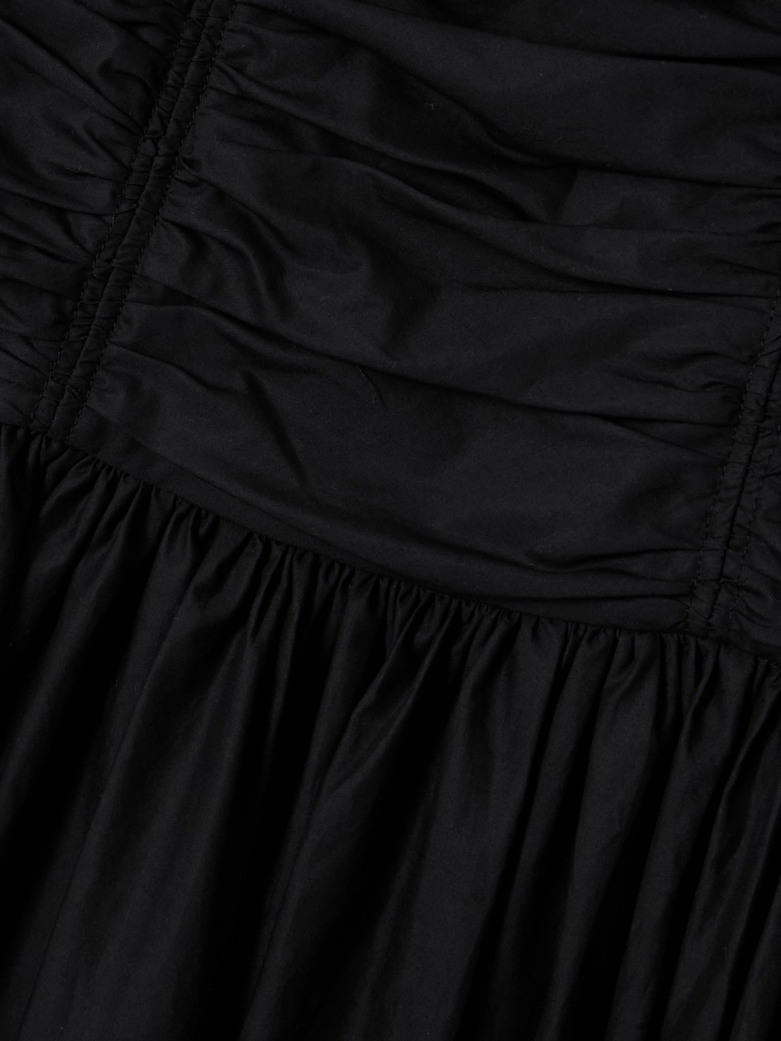 Strapless ruched organic cotton-poplin midi dress Black - 4