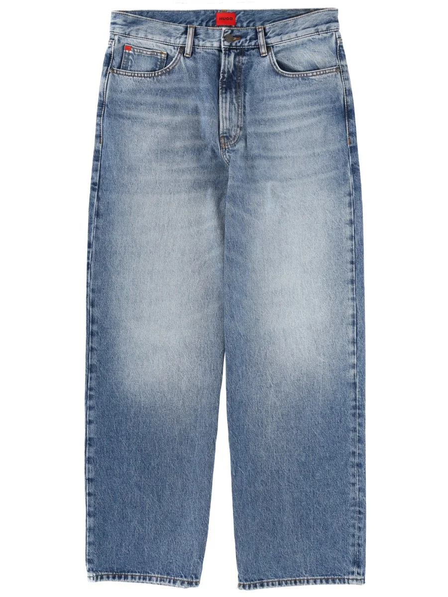 COTTON DENIM JEANS WITH LOGO PATCH - 1