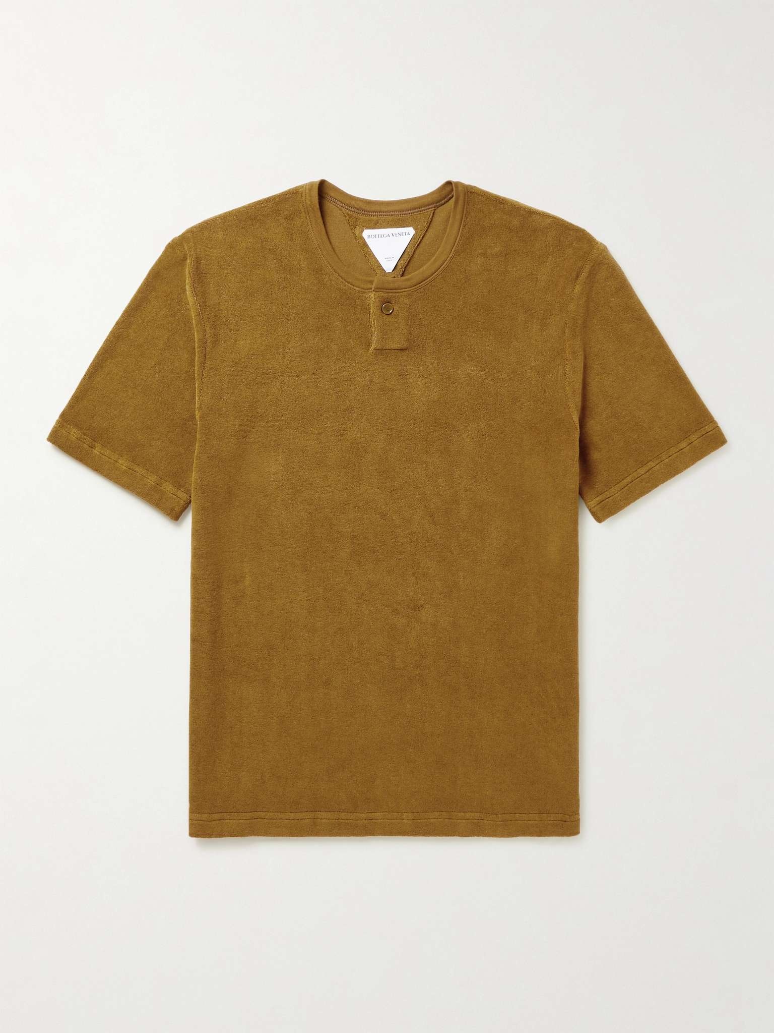 Cotton-Blend Terry Henley T-Shirt - 1