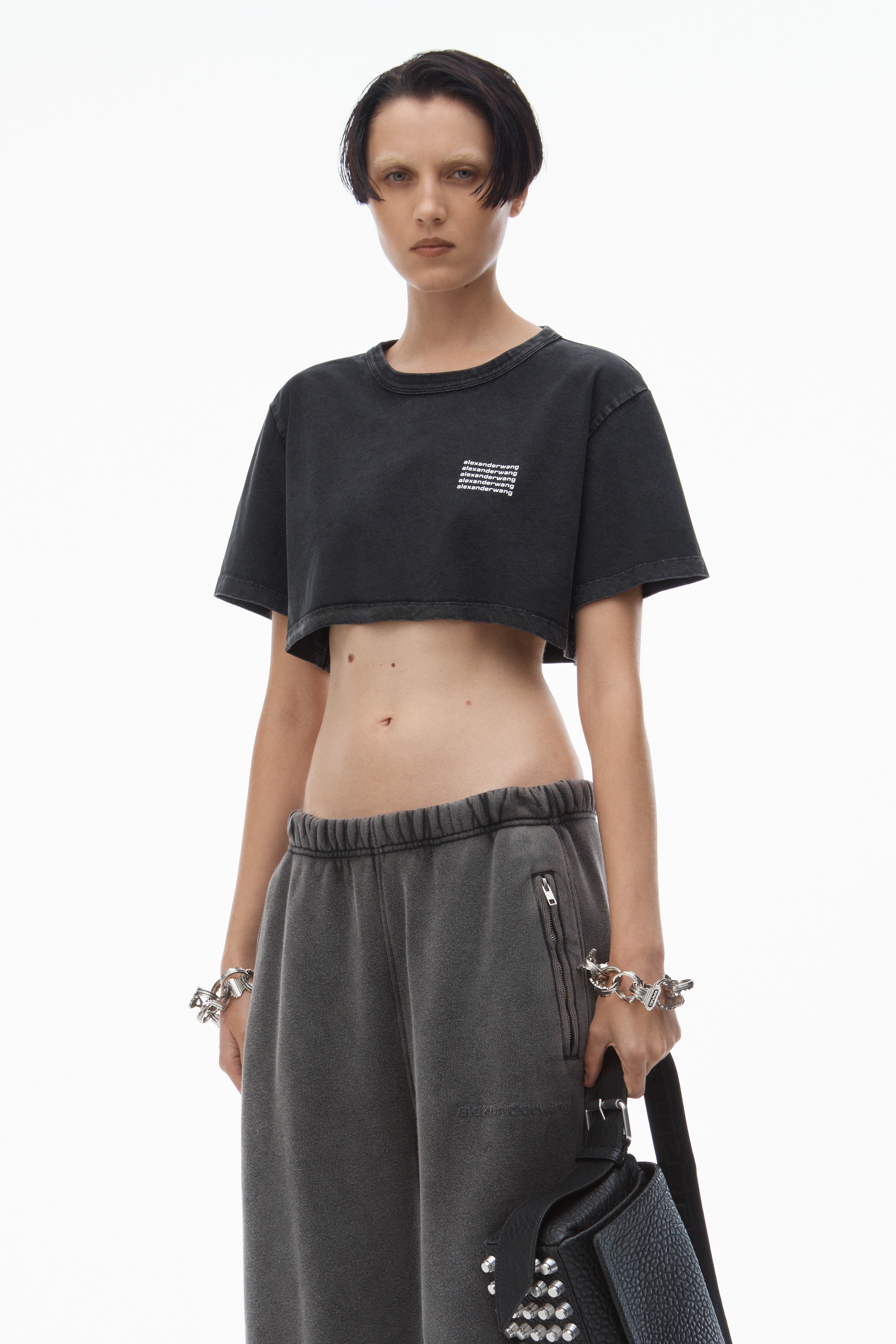 CROPPED TEE IN ACID WASH JERSEY - 2