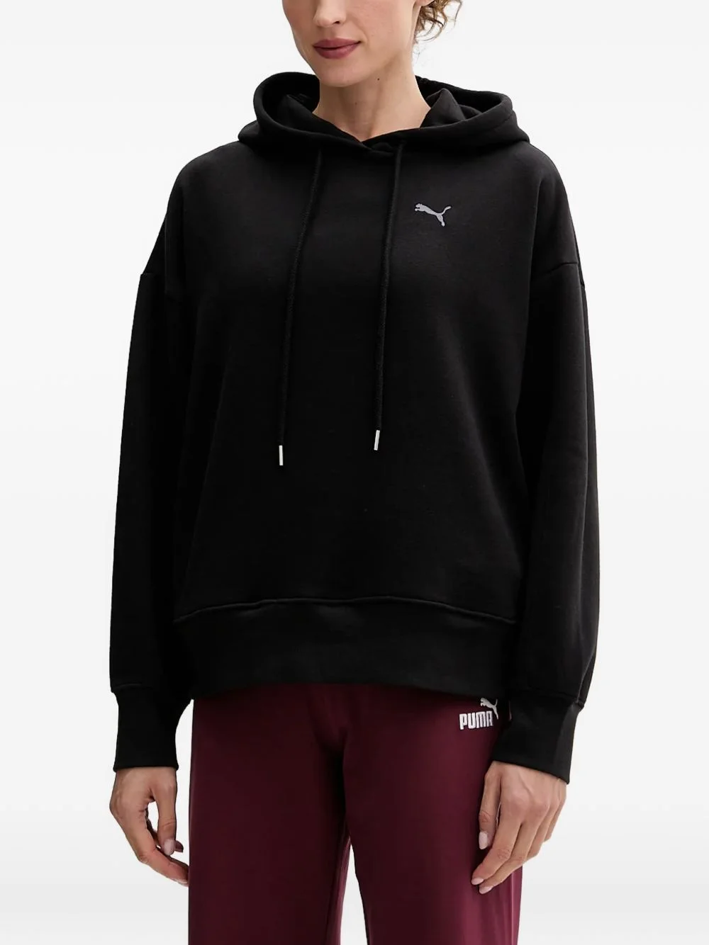 logo-embroidered drawstring hoodie - 1